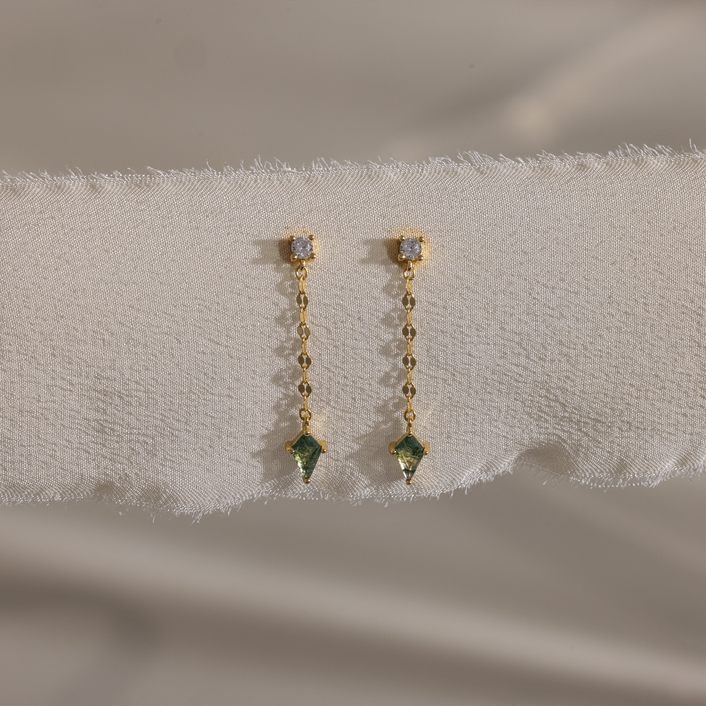 Agate Diamond Dangle Earrings