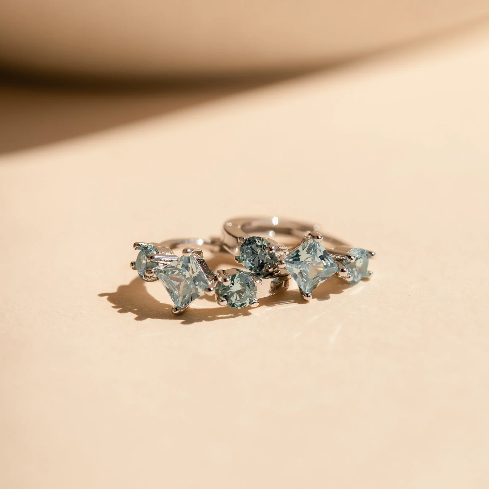 Aquamarine Diamond Huggies - Image 5
