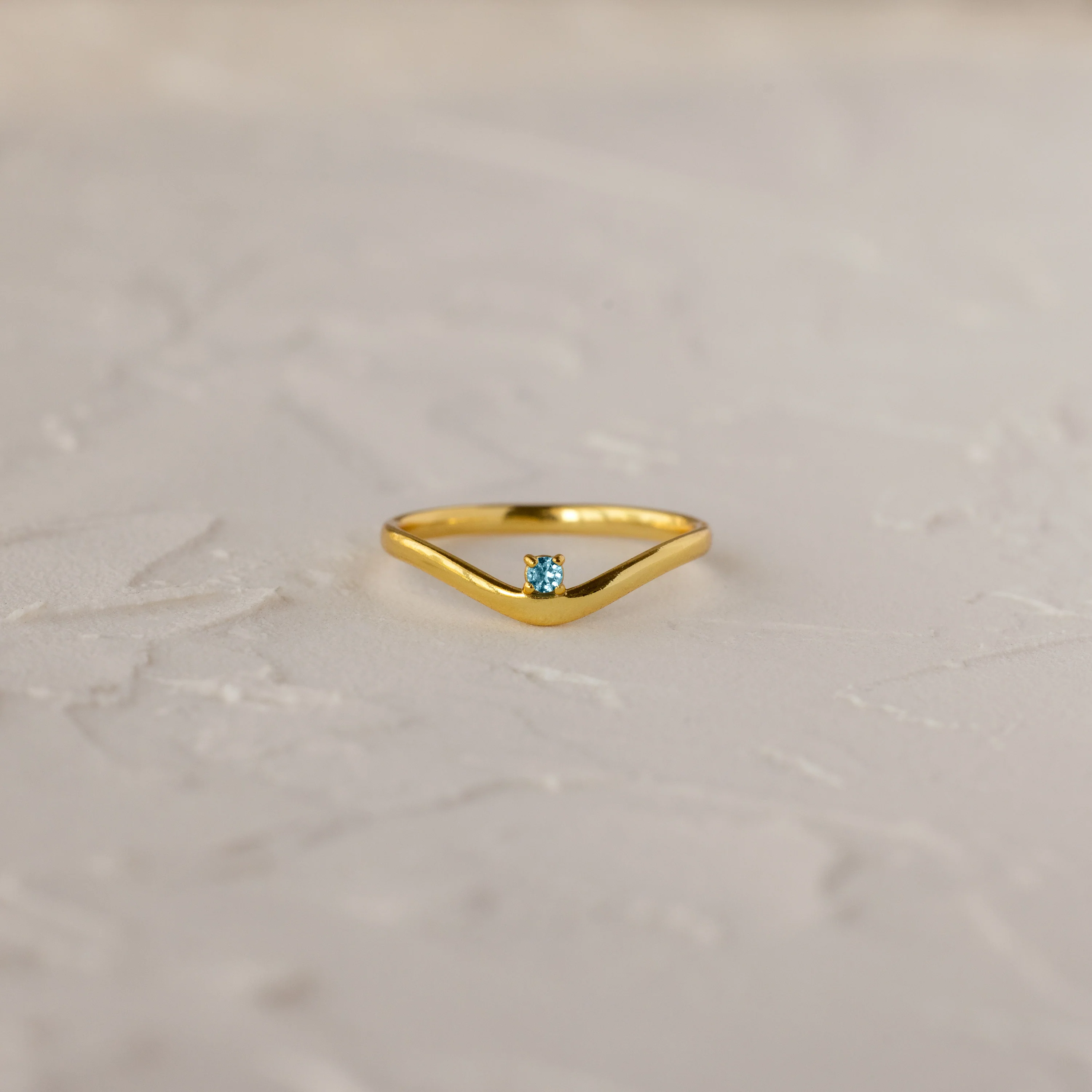 Aquamarine Drop Curve Ring