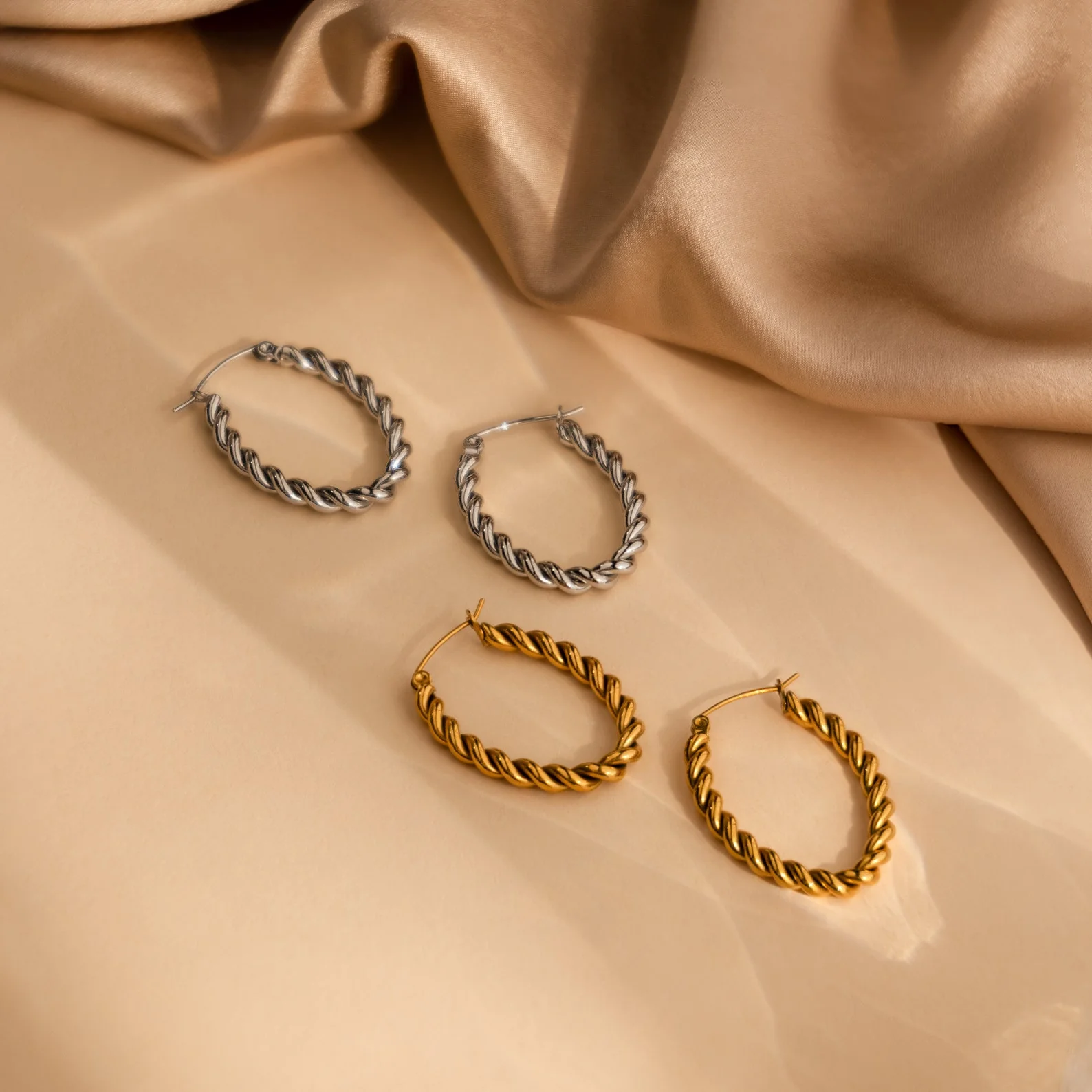 Bold Twisted Hoops - Image 5