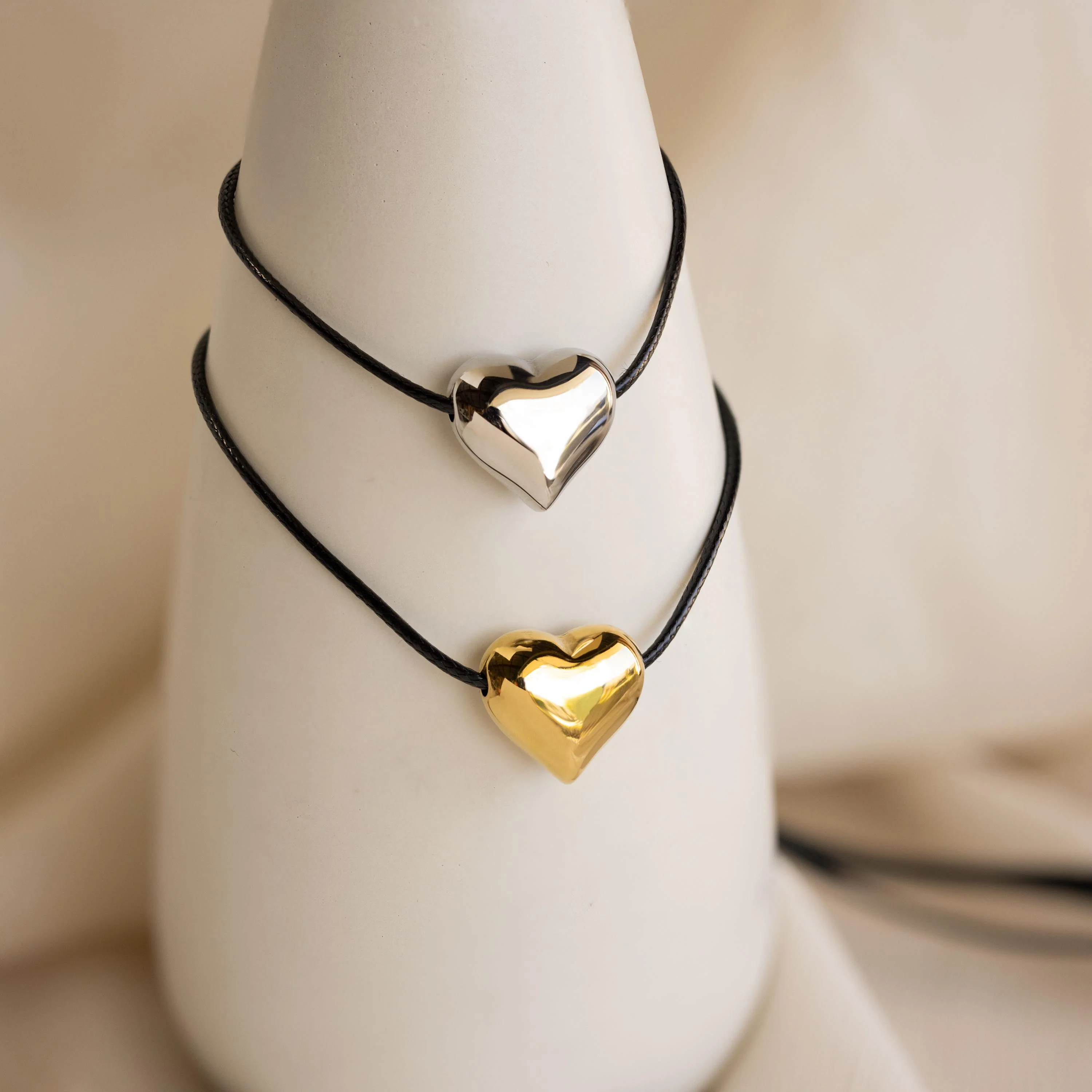 Chunky Puff Heart Necklace - Image 3