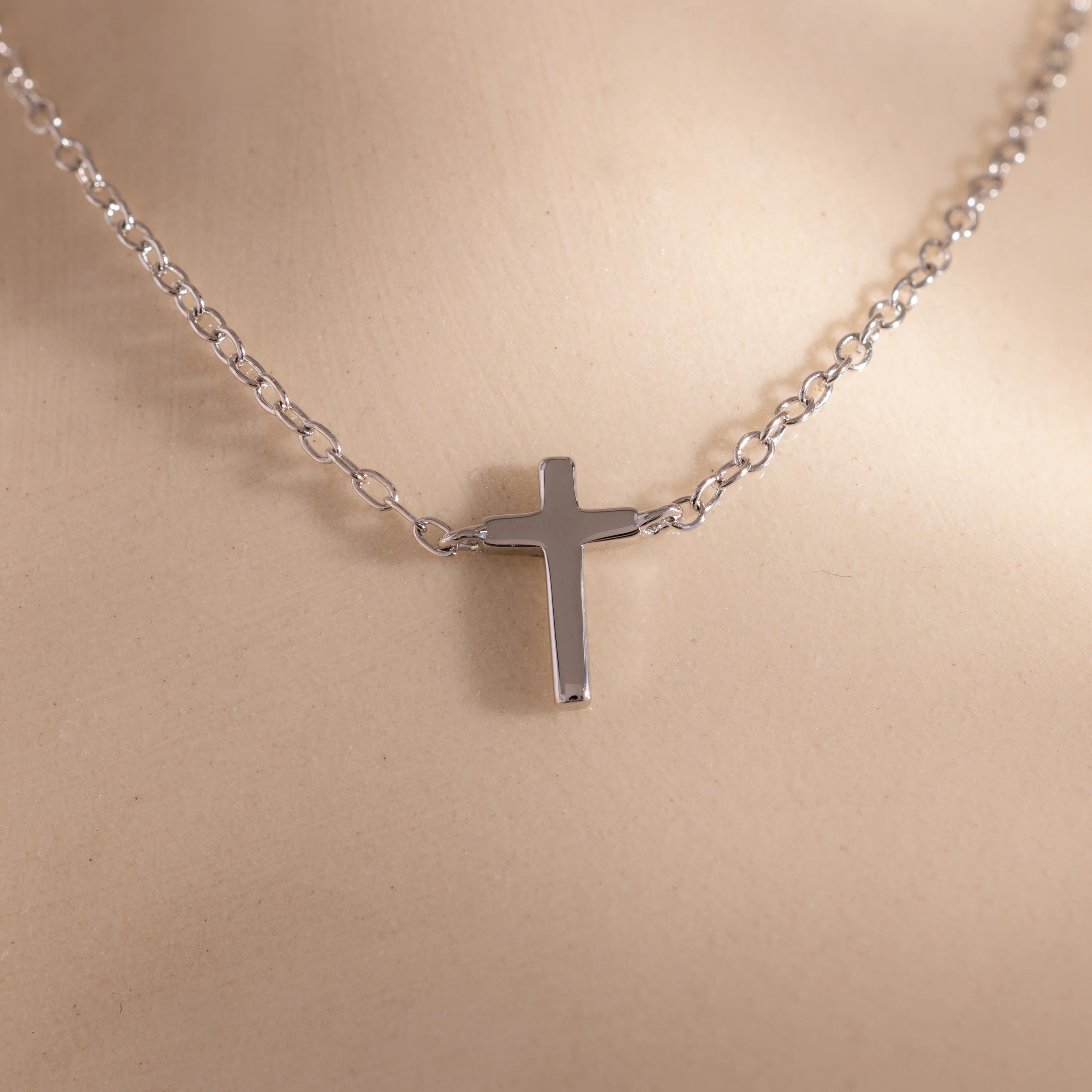 Dainty Cross Necklace in Silver