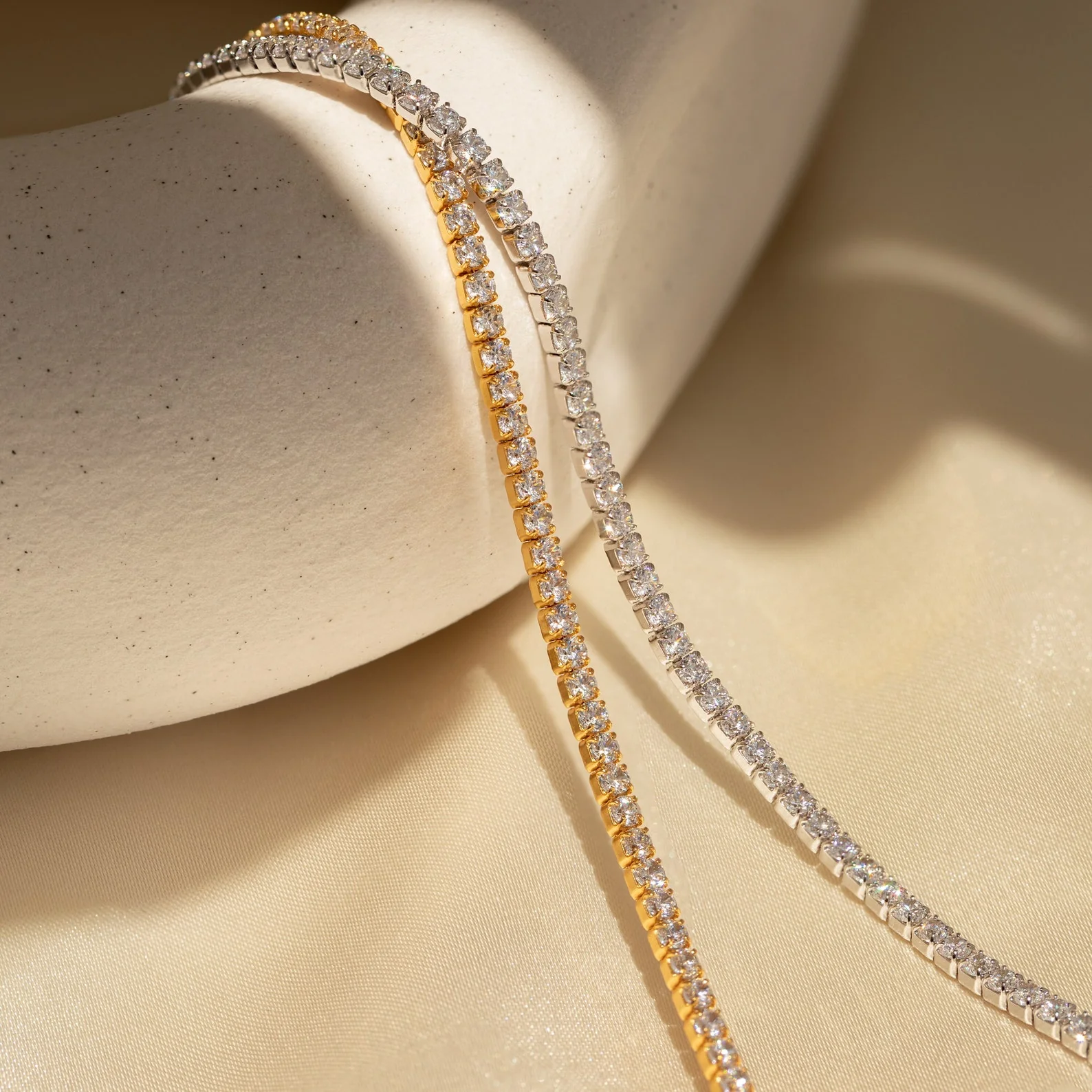 Dainty Diamond Tennis Necklace & Bracelet Set in Silver - Image 3