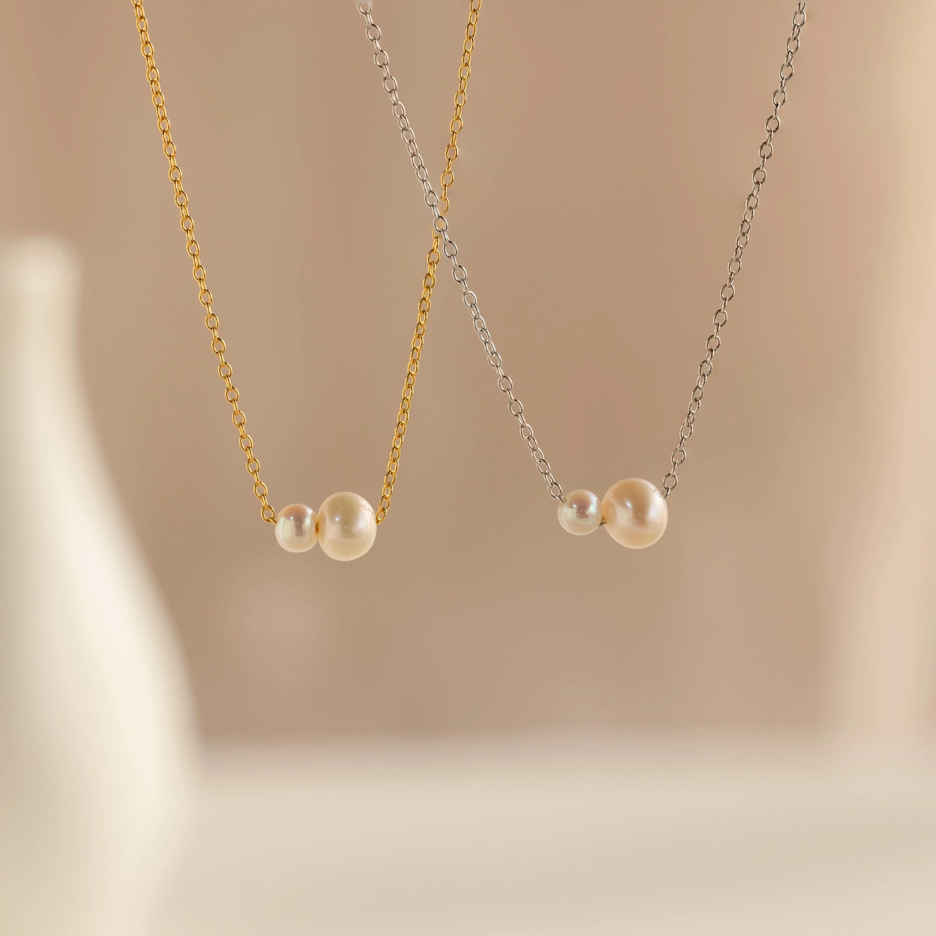 Dainty Duo Pearl Necklace - Image 3
