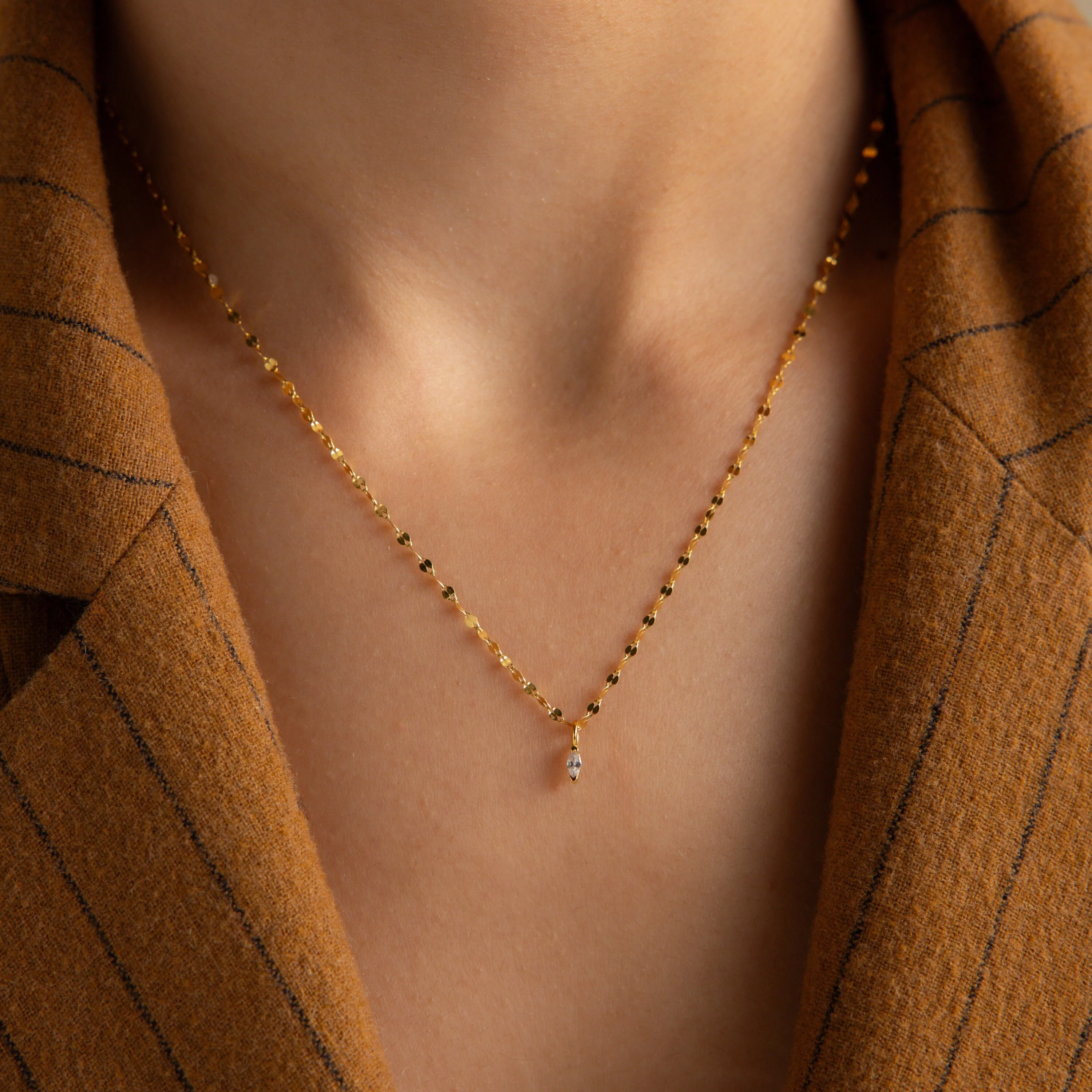Dainty Marquise Pendant Necklace - Image 2
