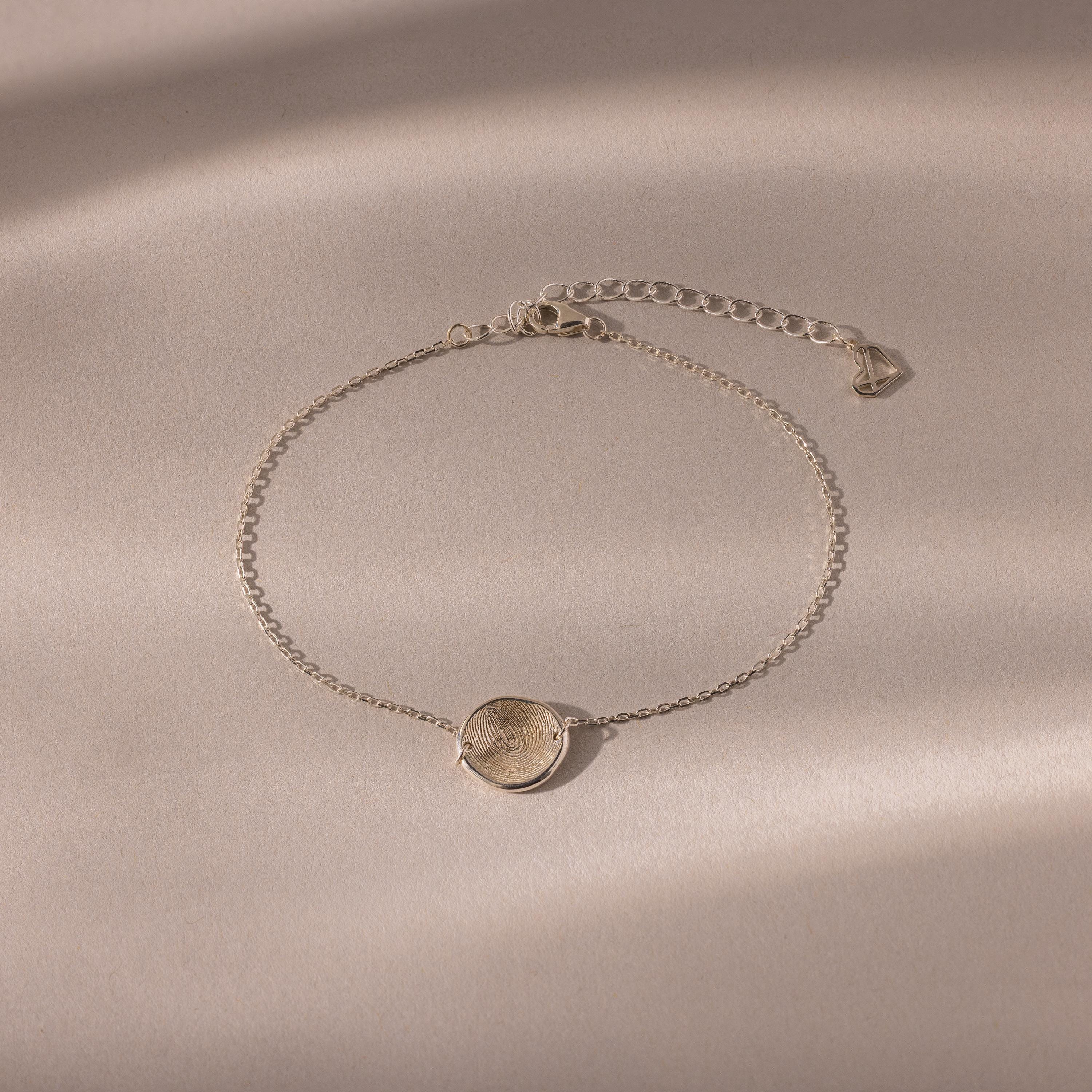 Dainty Organic Fingerprint Bracelet in Silver
