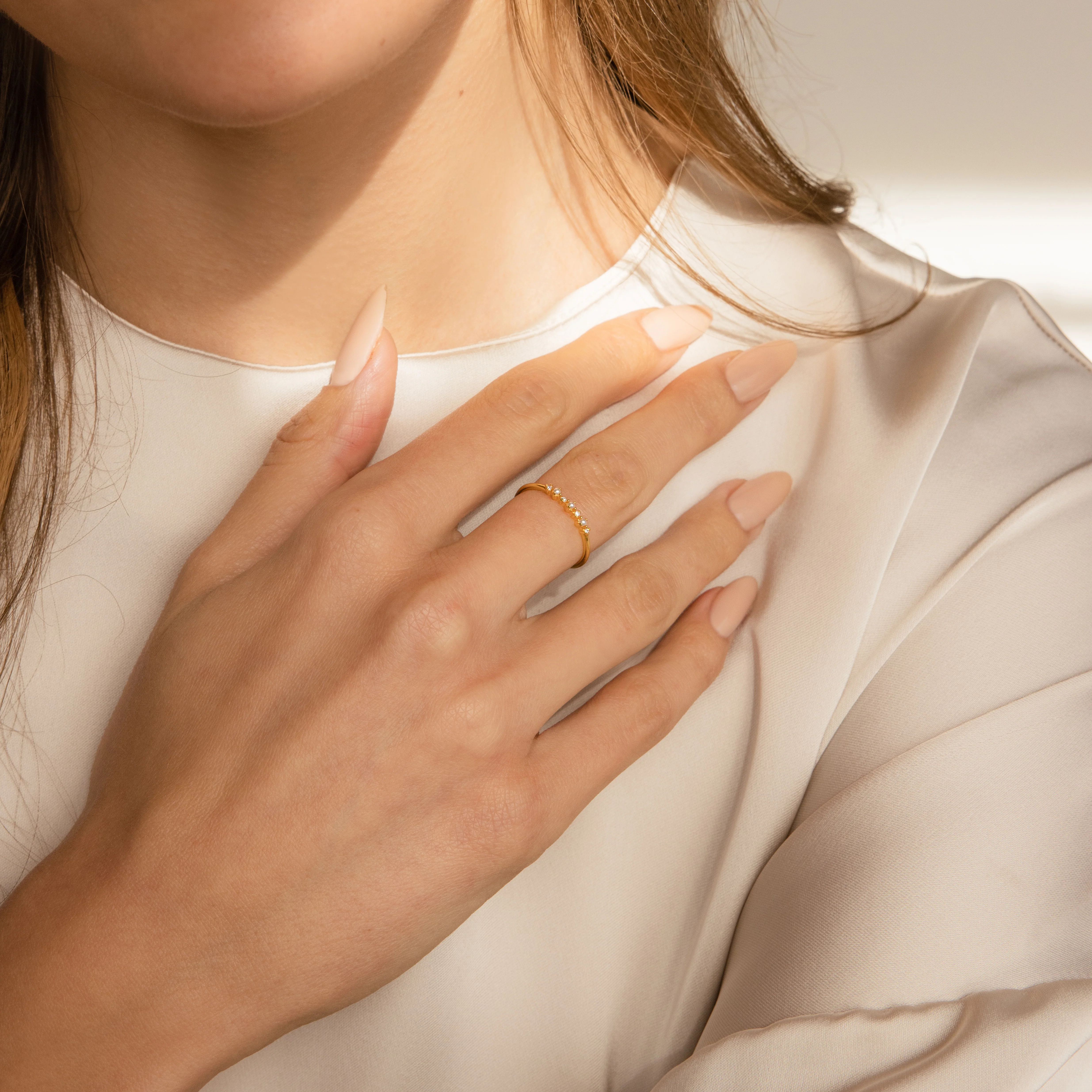 Delicate Pearl Diamond Ring - Image 3