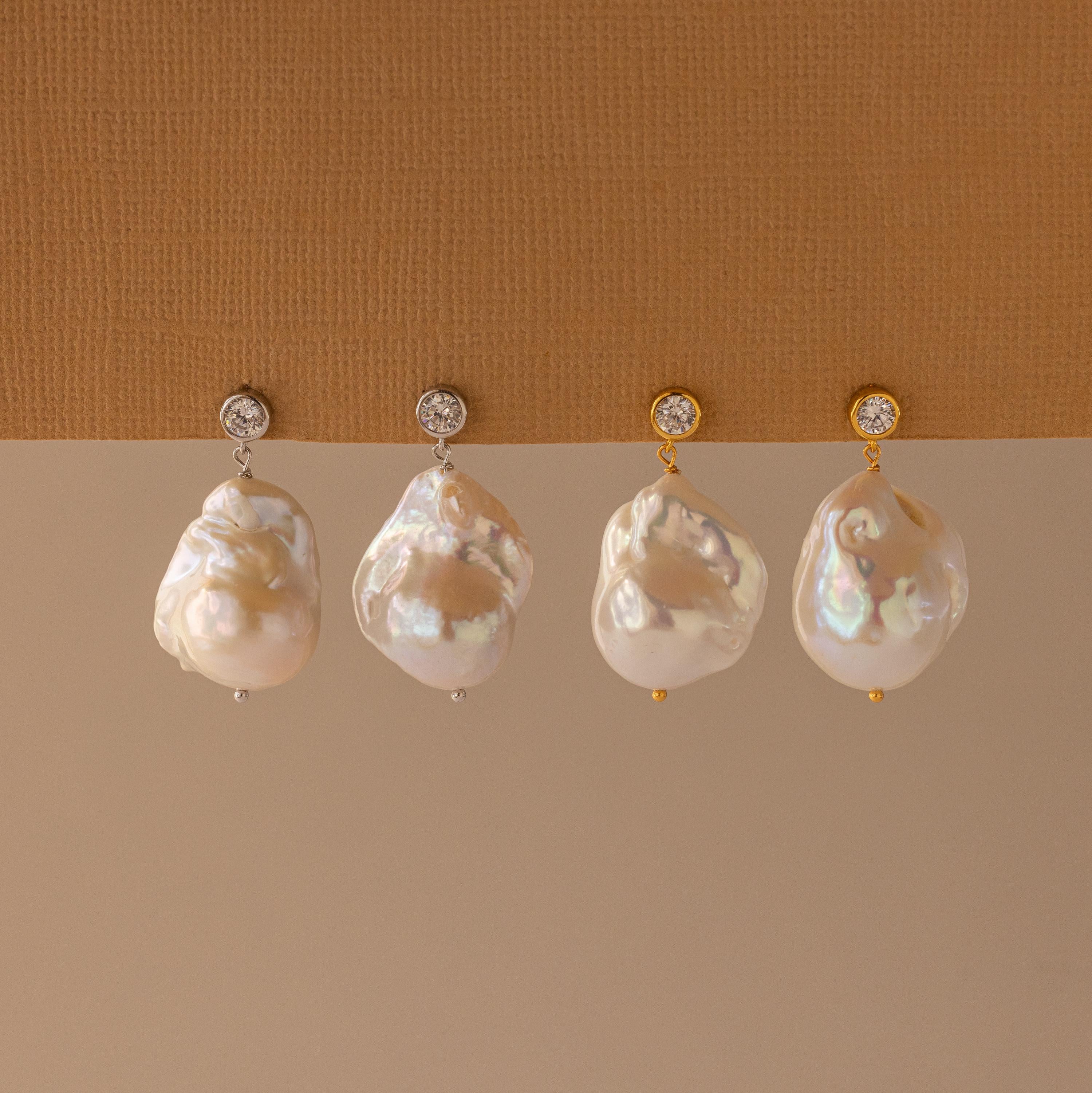 Diamond Baroque Pearl Studs - Image 5