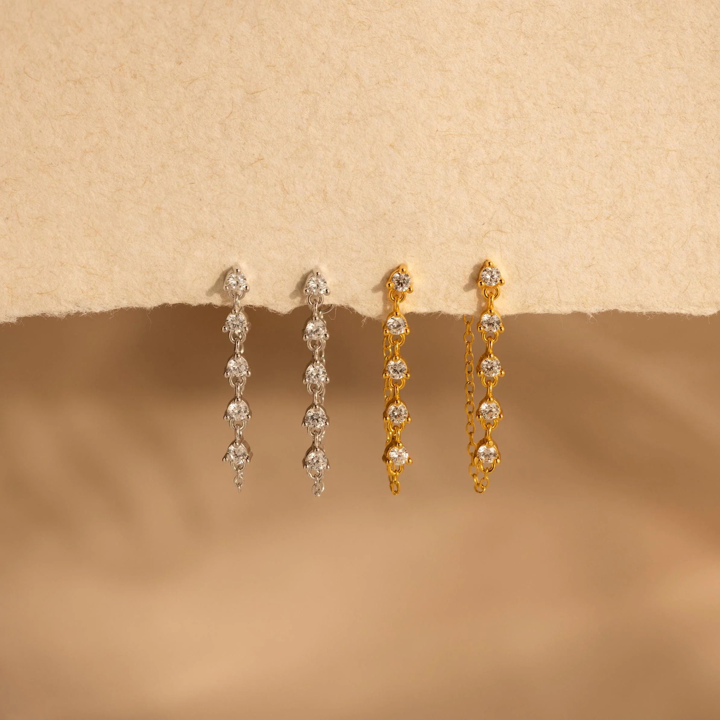 Diamond Chain Drop Earrings - Image 3