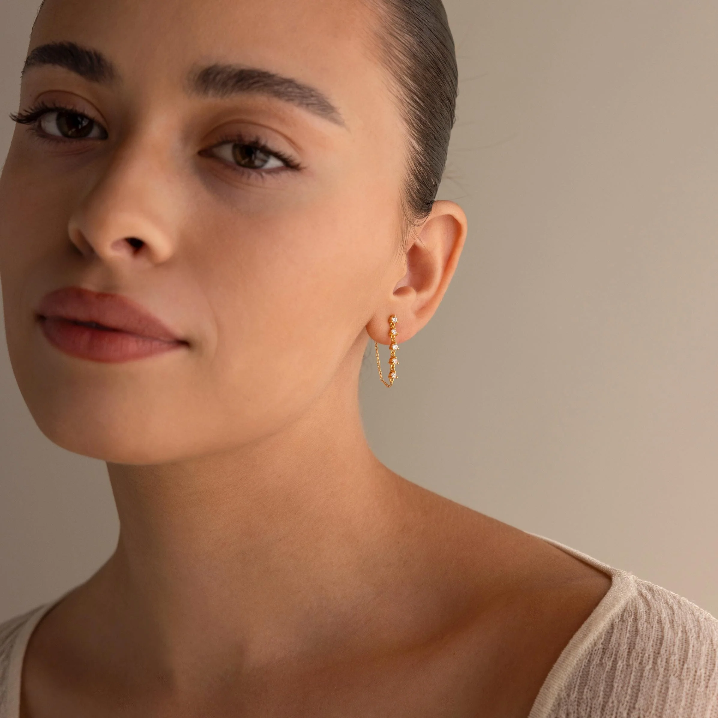 Diamond Chain Drop Earrings - Image 5