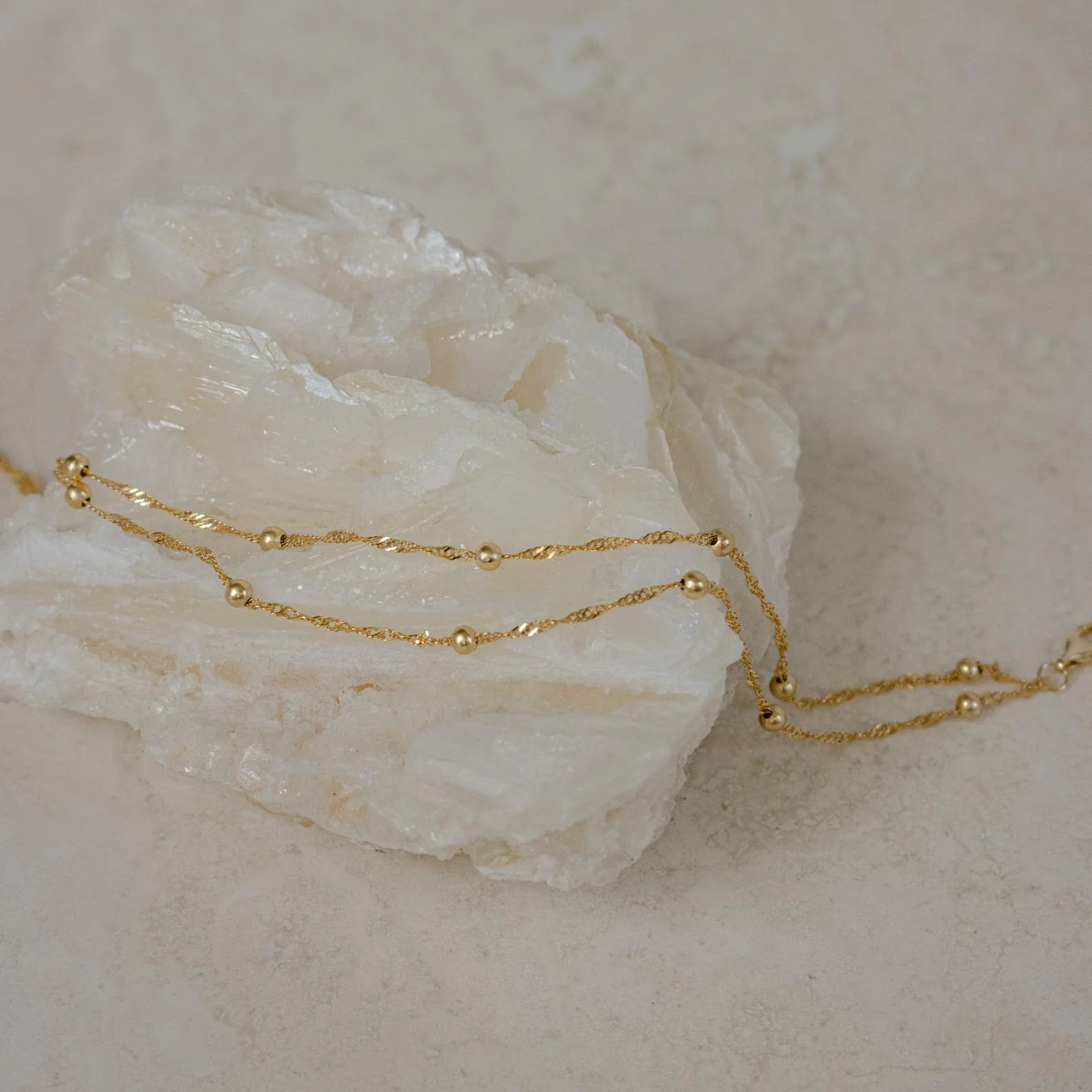 Duo Bead Chain Anklet in Silver - Image 4