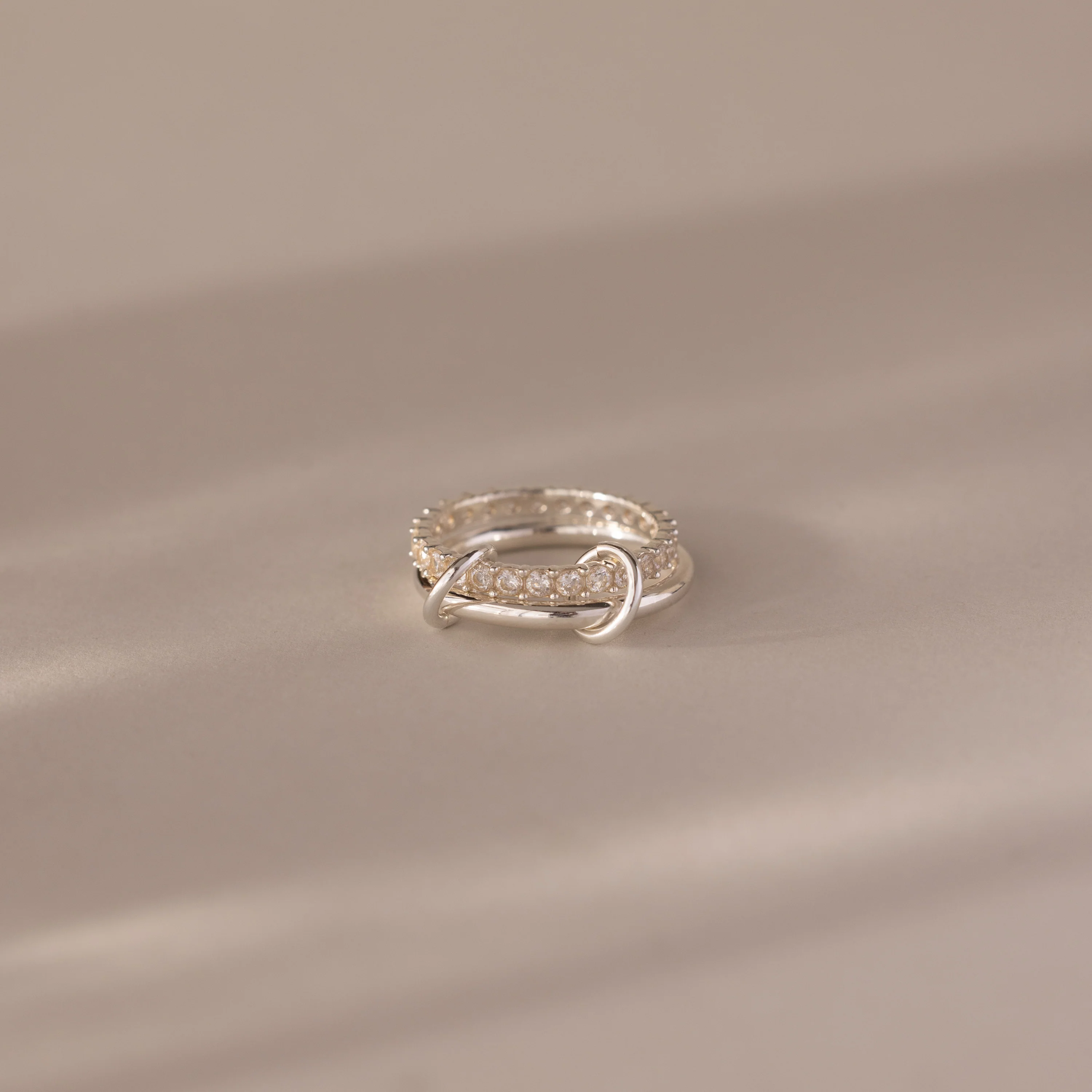 Duo Diamond Tennis Linked Ring Set - Image 3