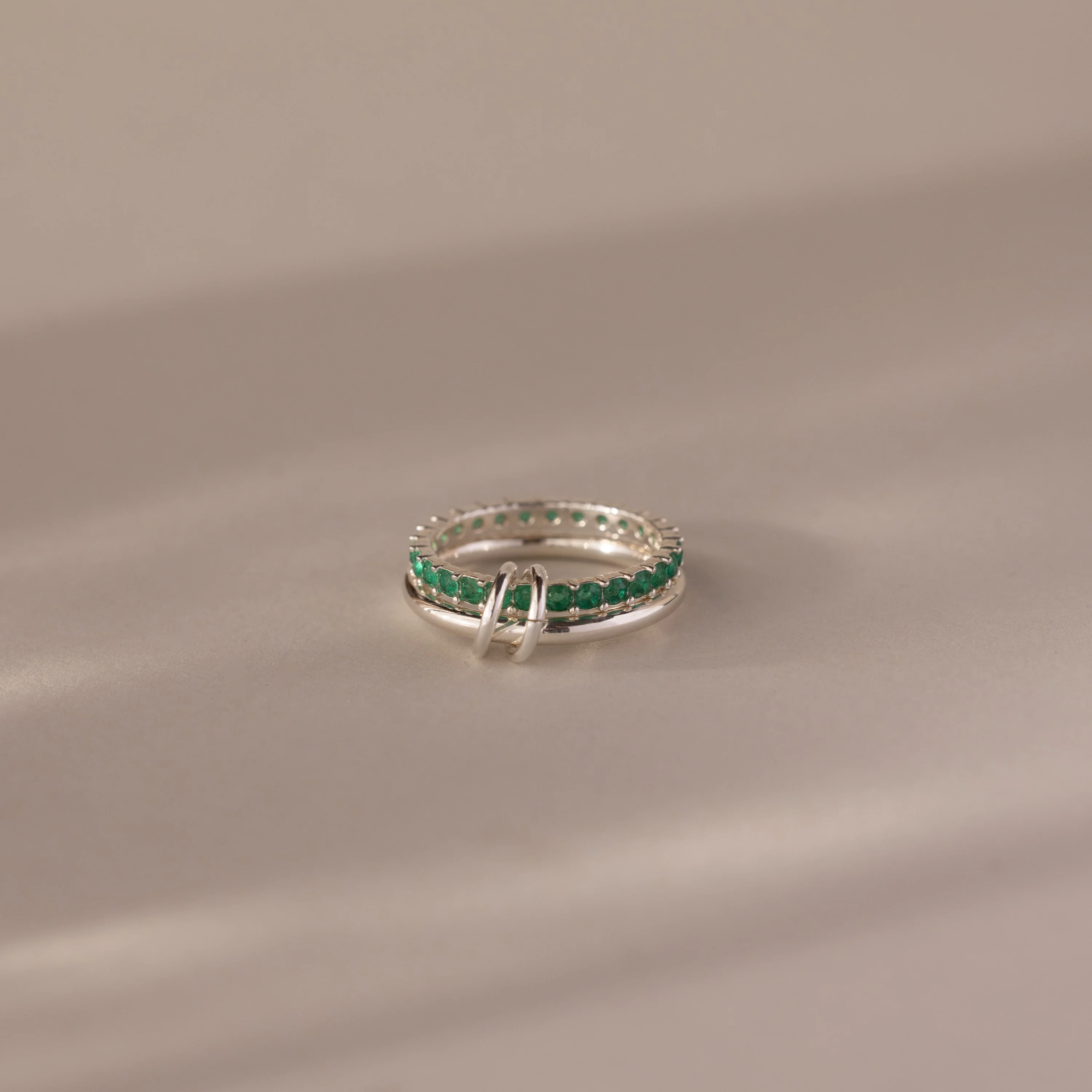 Duo Emerald Tennis Linked Ring Set - Image 3