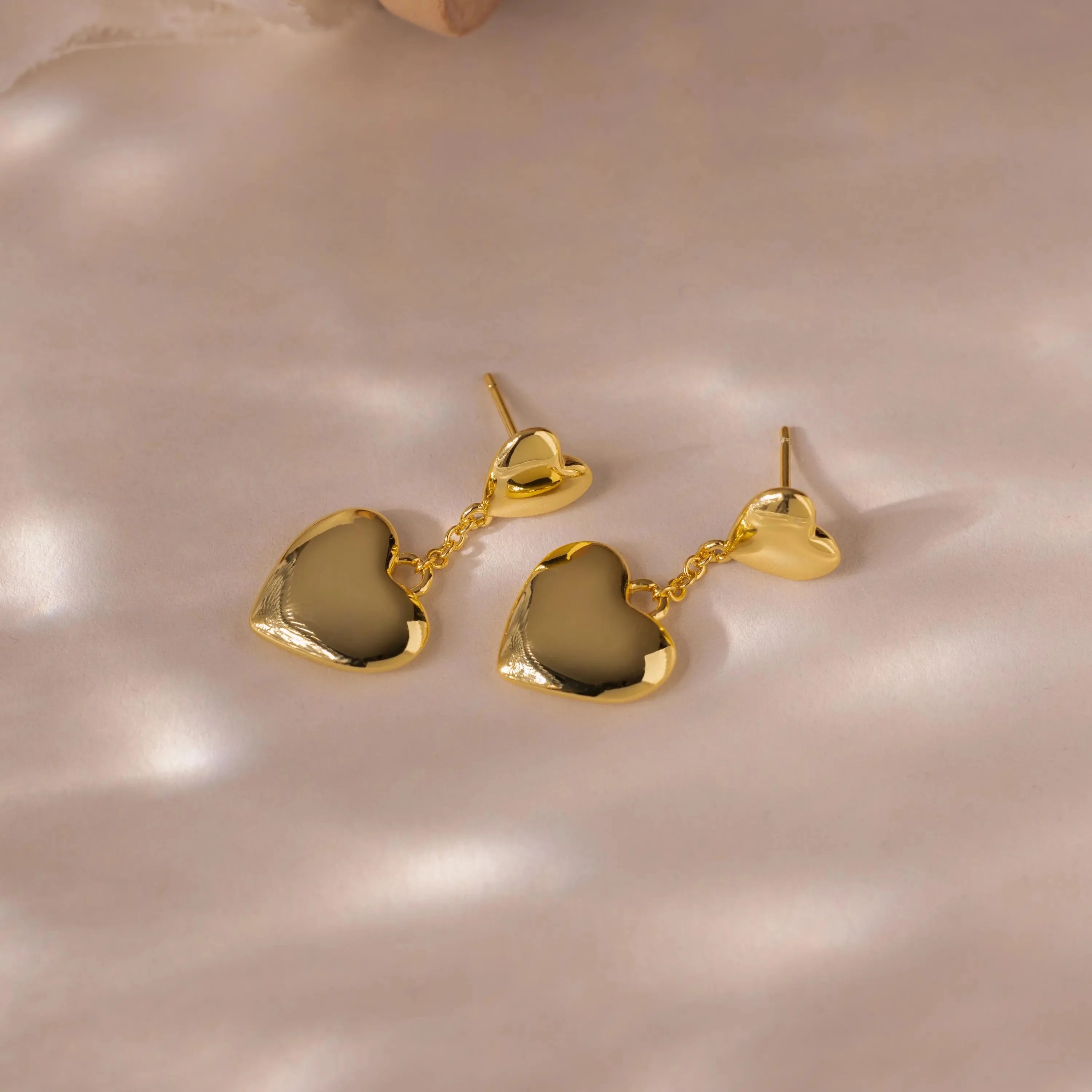Duo Heart Drop Studs - Image 2