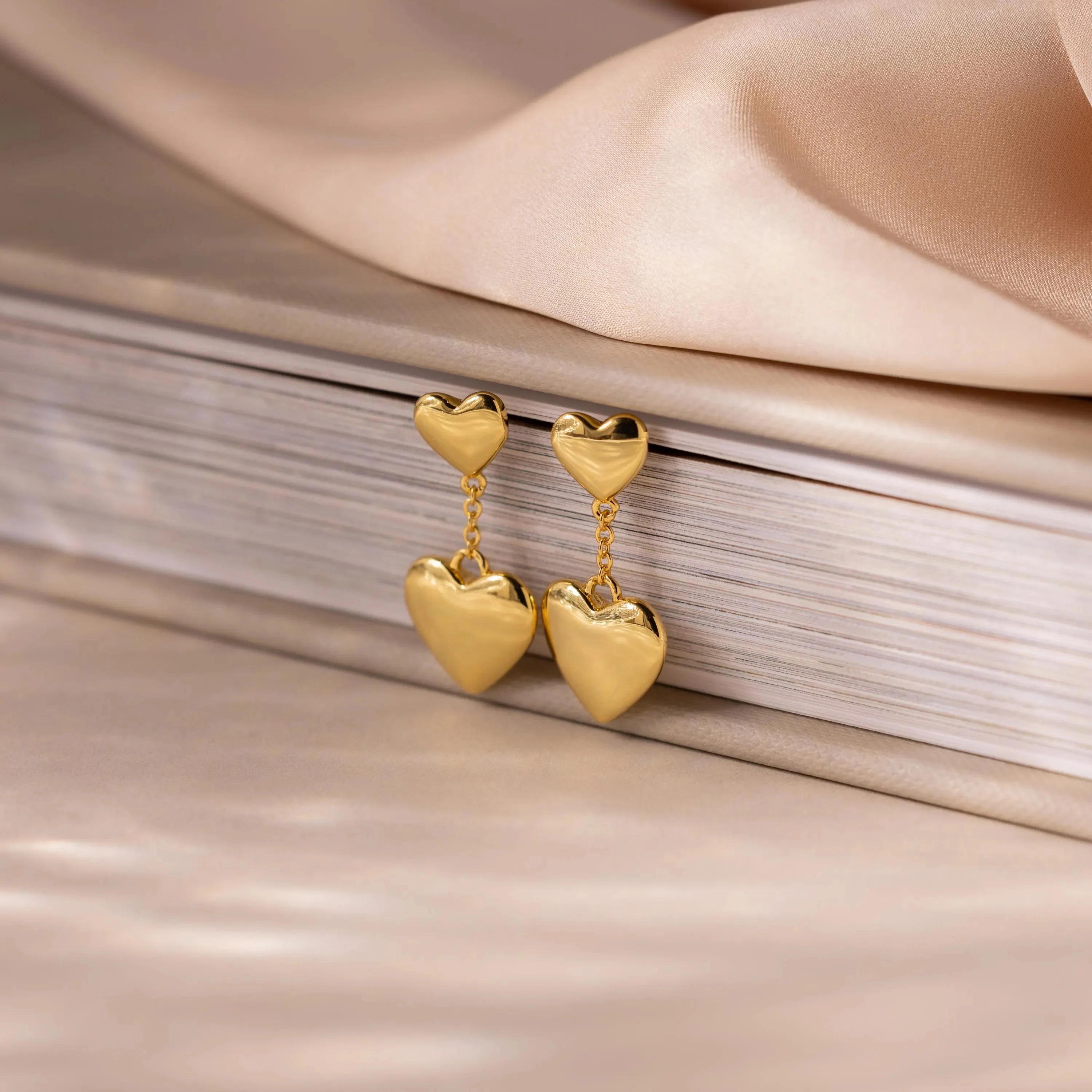 Duo Heart Drop Studs - Image 7