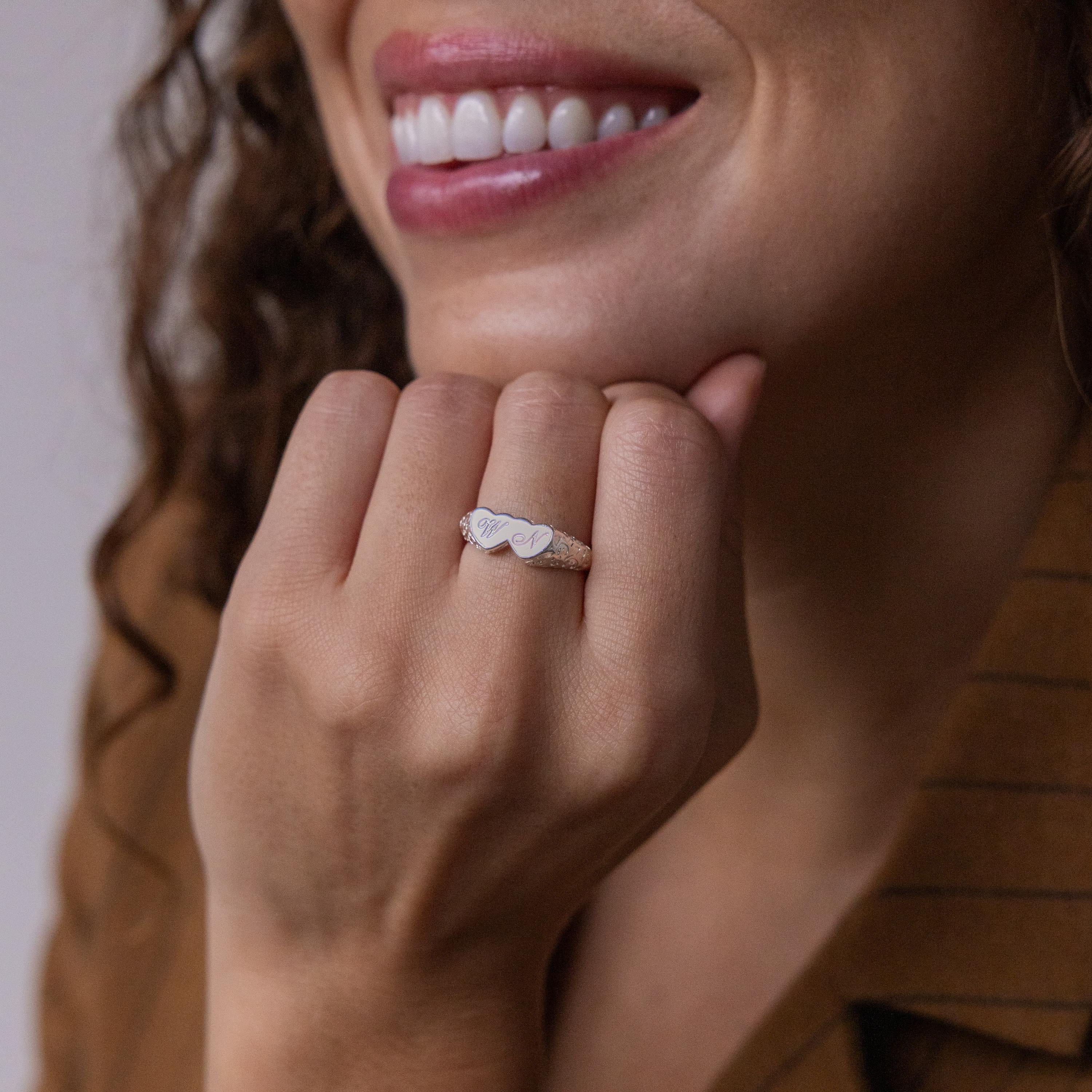 Duo Initial Heart Ring - Image 5