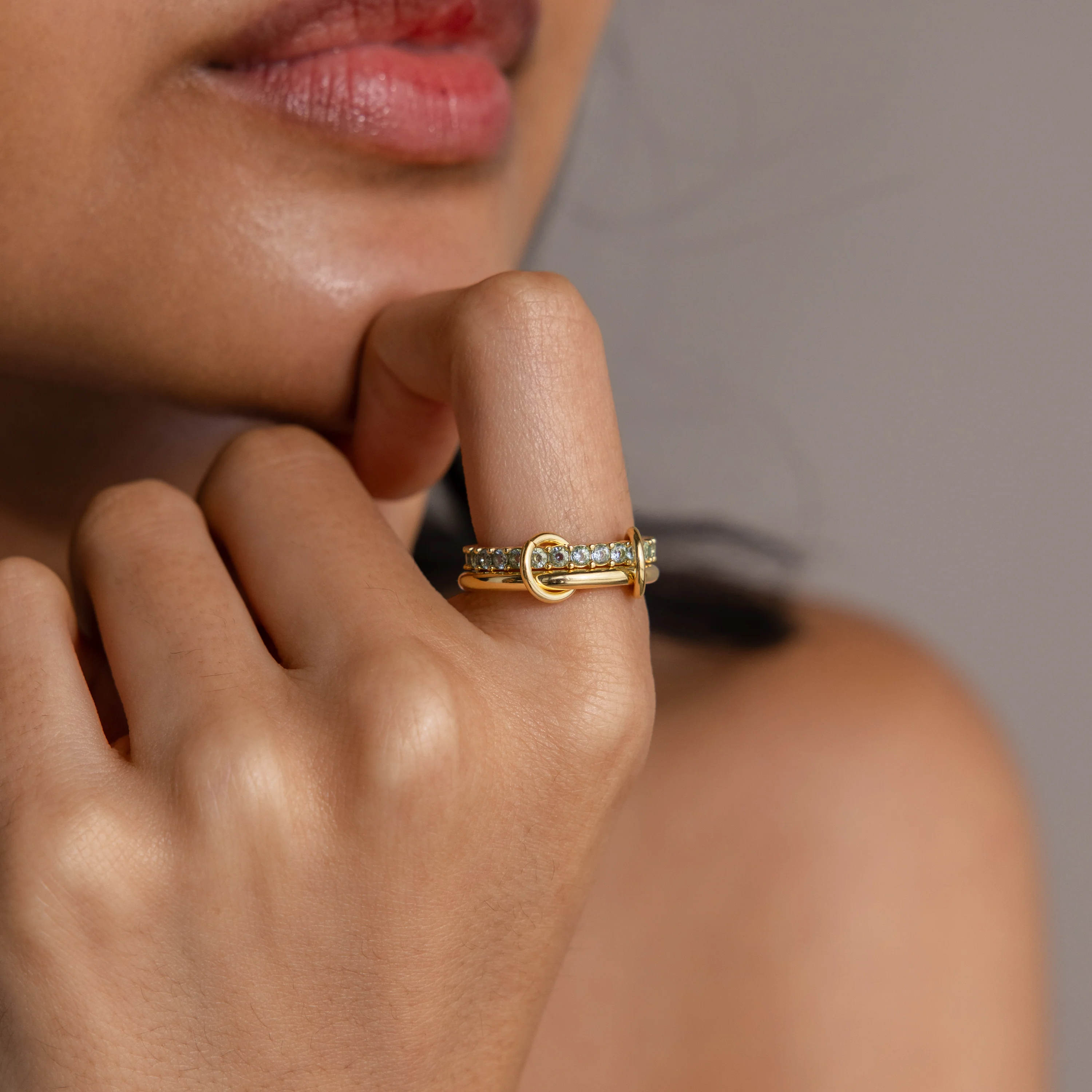 Duo Sapphire Tennis Linked Ring Set - Image 2