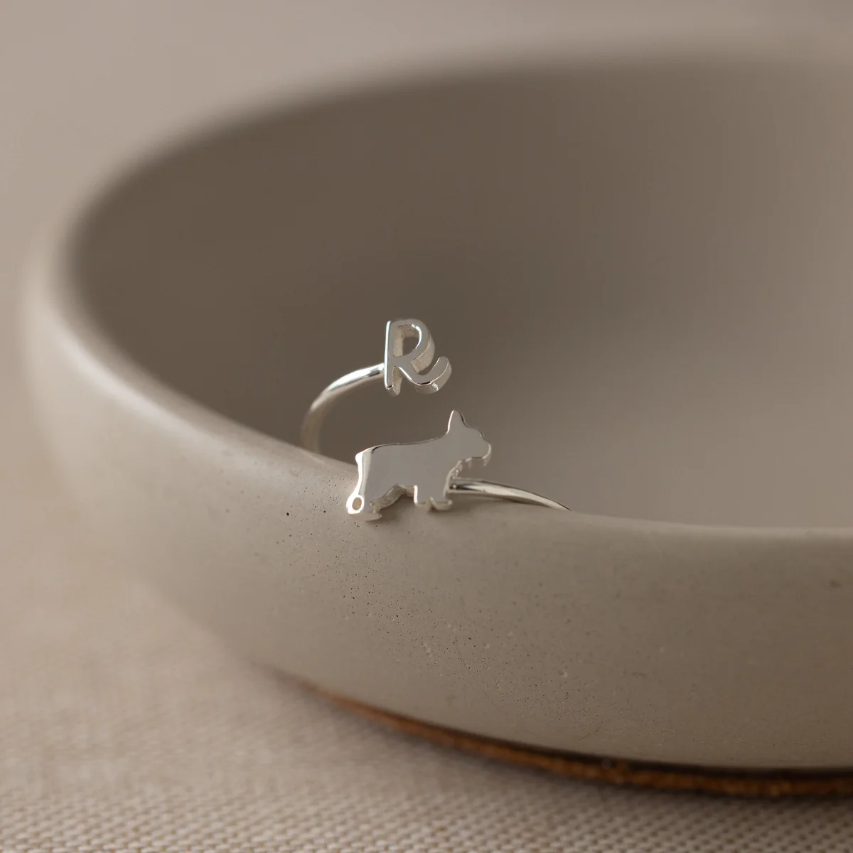 Duo Pet Initial Wrap Ring in Silver - Image 3