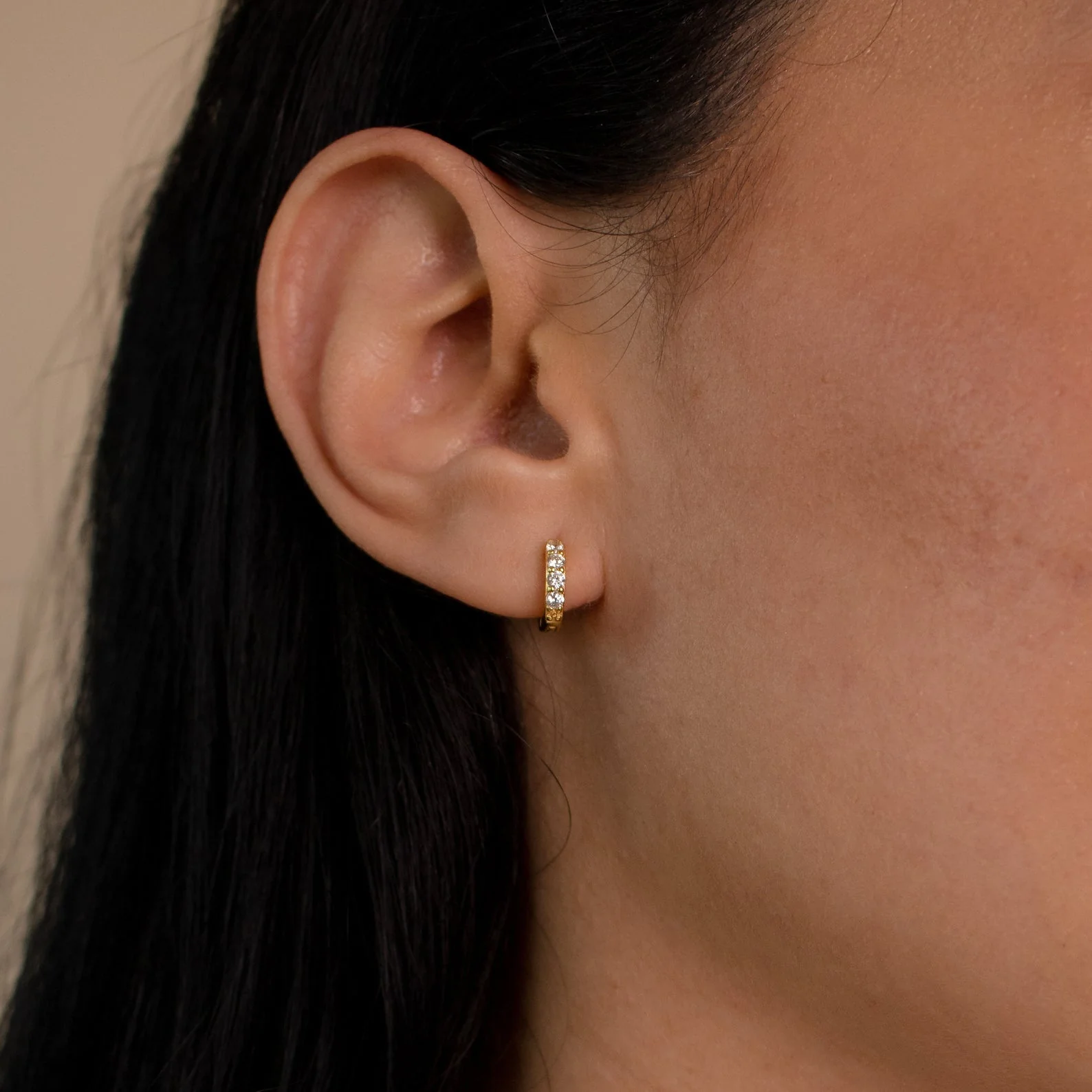 Elise Diamond Huggies in 18K Gold - Image 2