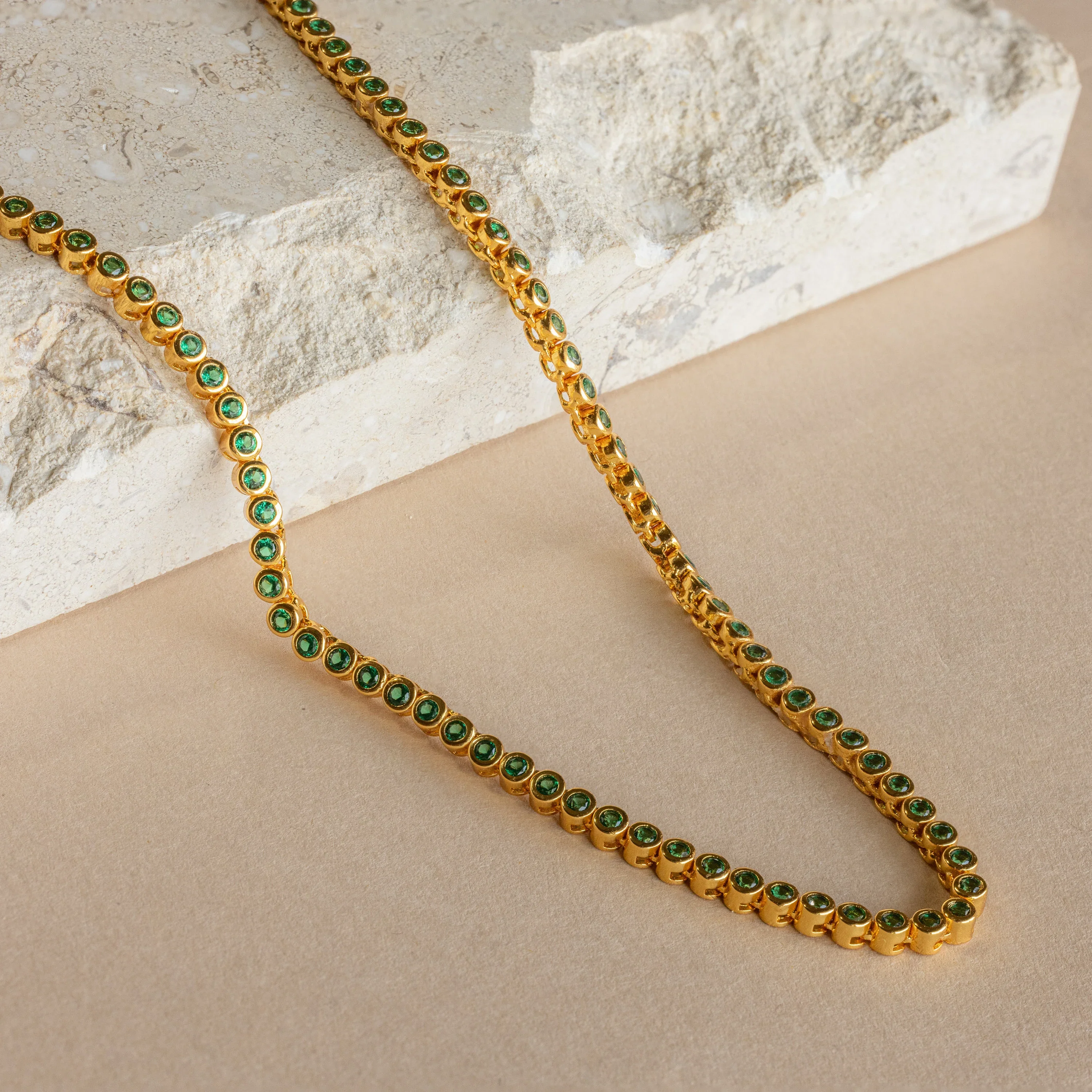 Emerald Bezel Tennis Necklace - Image 2