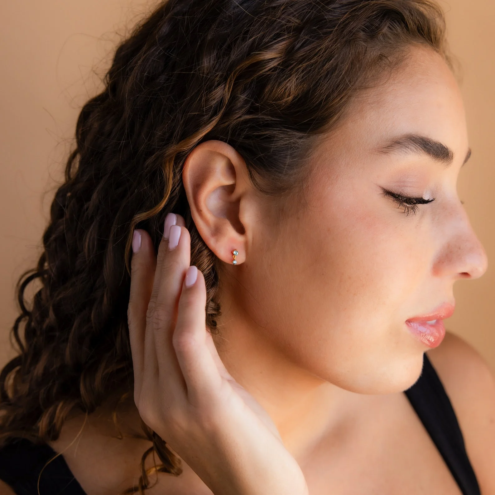 Emerald Birthstone Drop Studs - Image 5