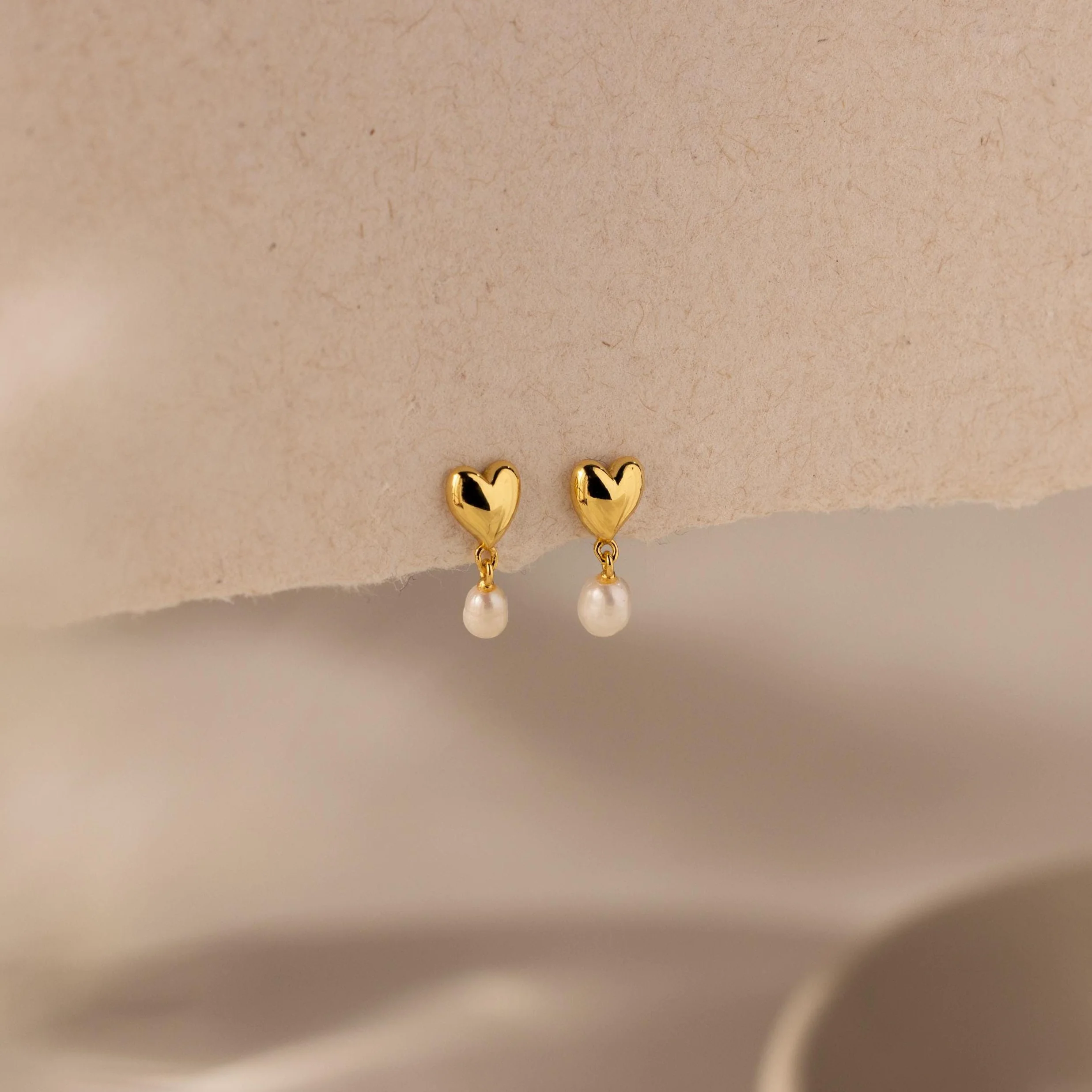Heart Pearl Drop Earrings