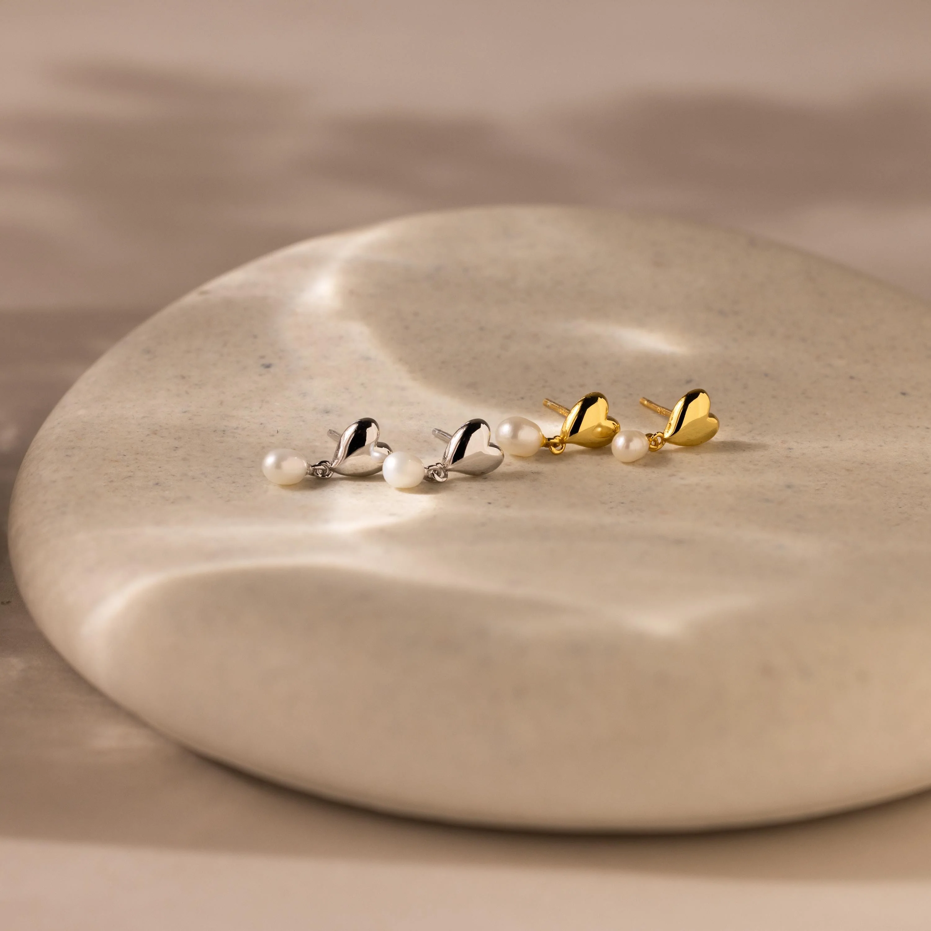 Heart Pearl Drop Earrings - Image 3
