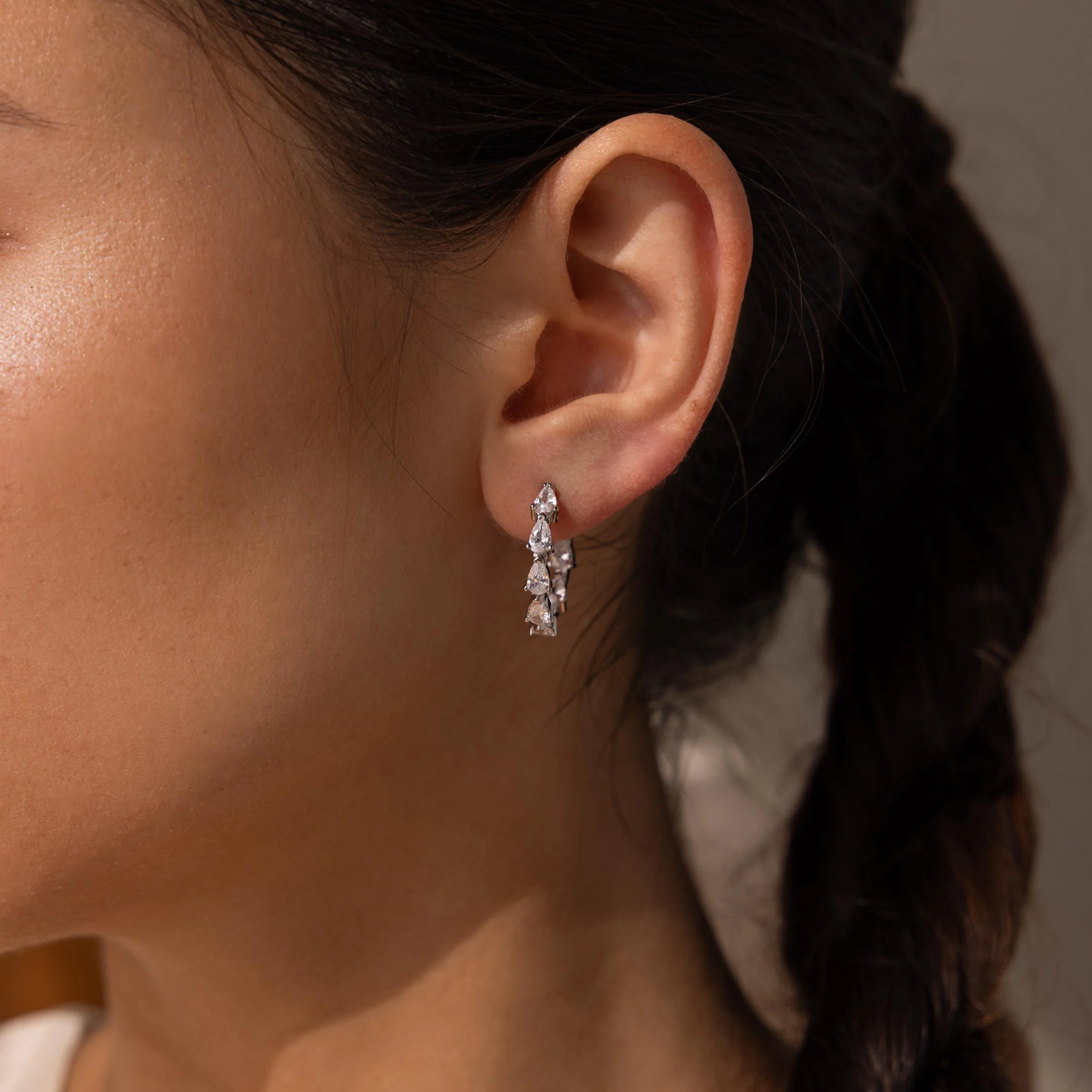 Inside Out Pear Diamond Hoops - Image 7