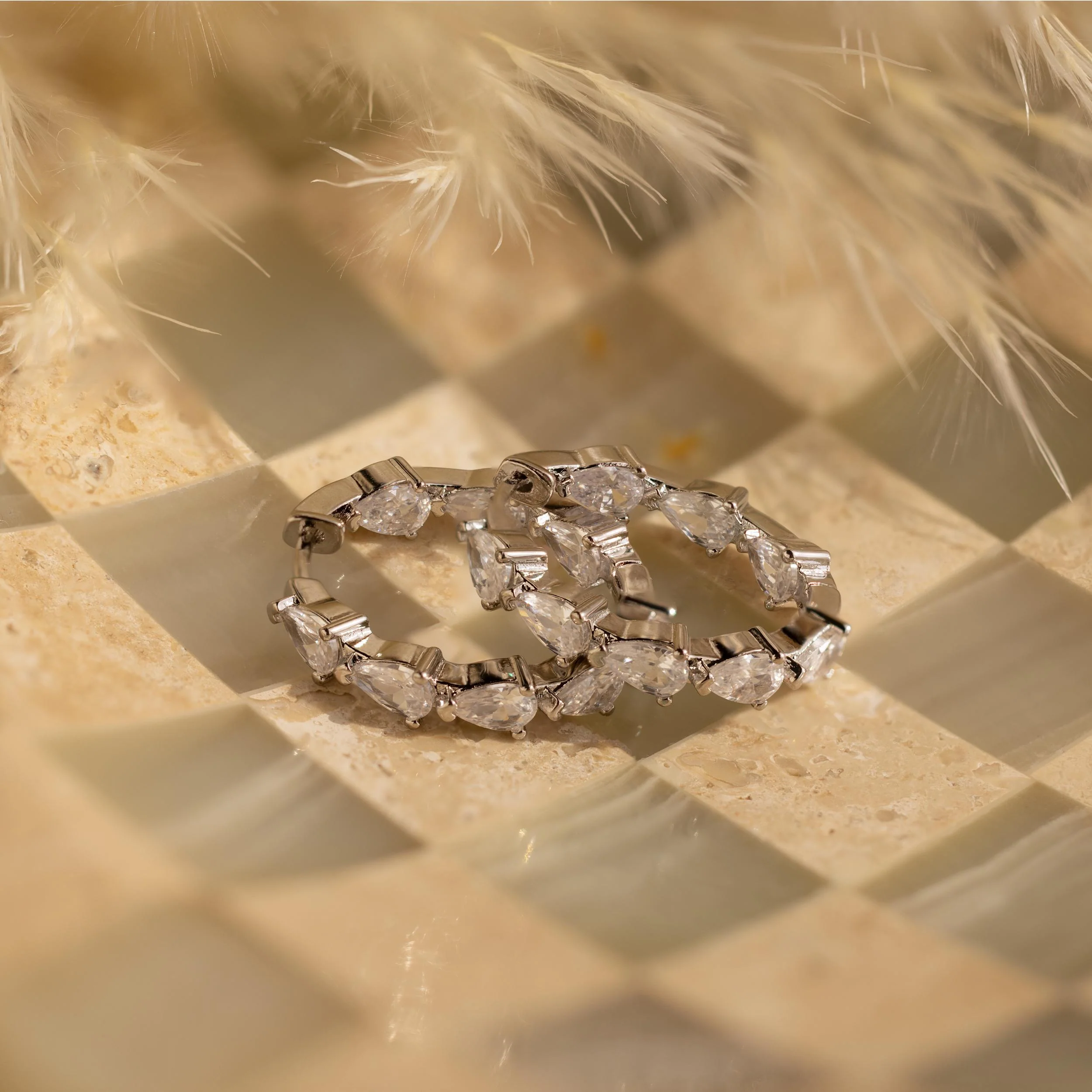 Inside Out Pear Diamond Hoops - Image 8