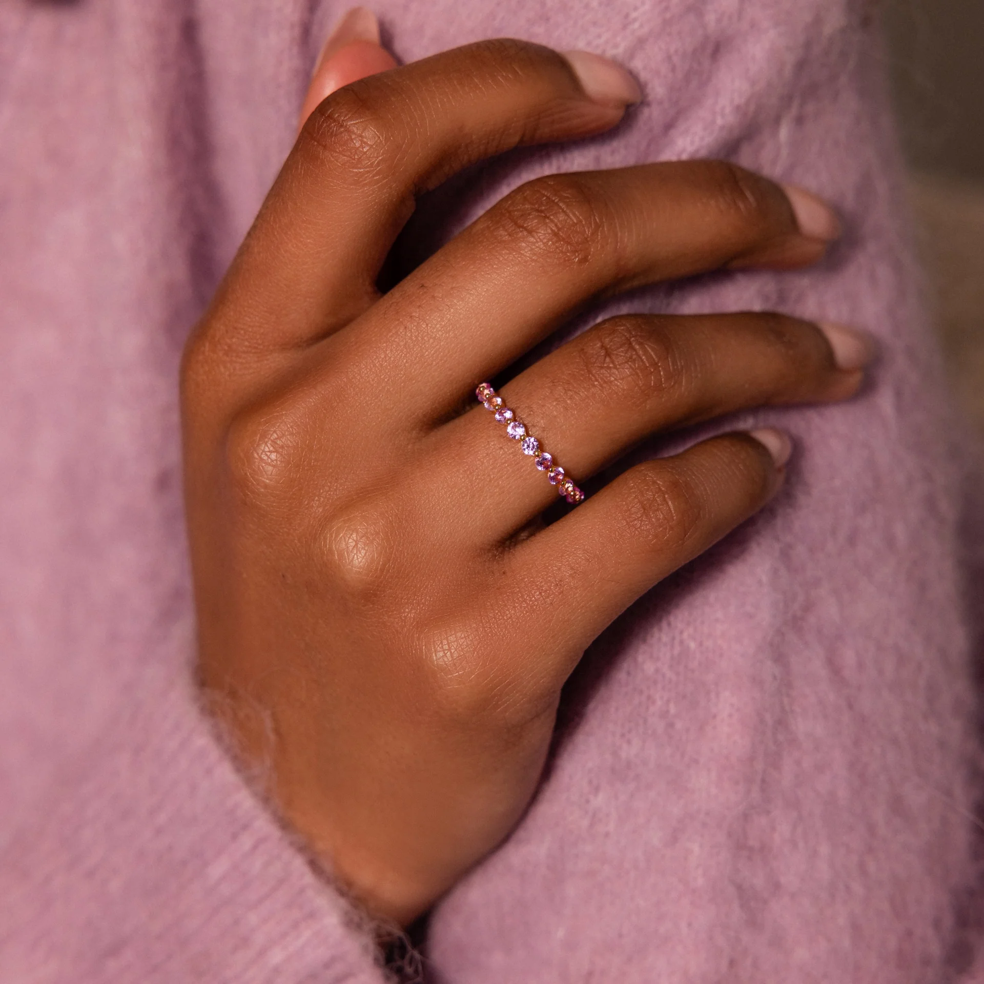 Lace Eternity Pink Tourmaline Ring - Image 2