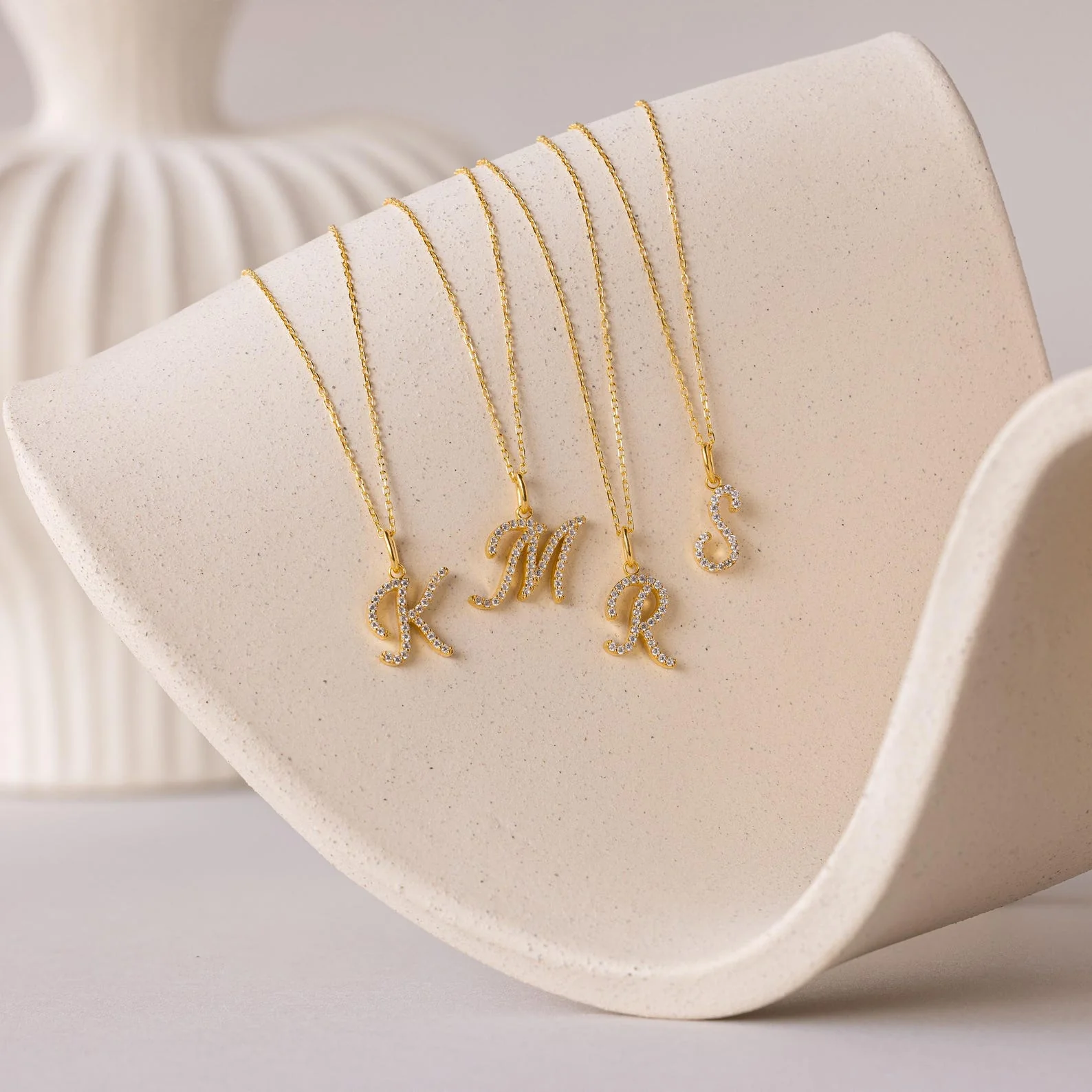Large Pave Initial Necklace