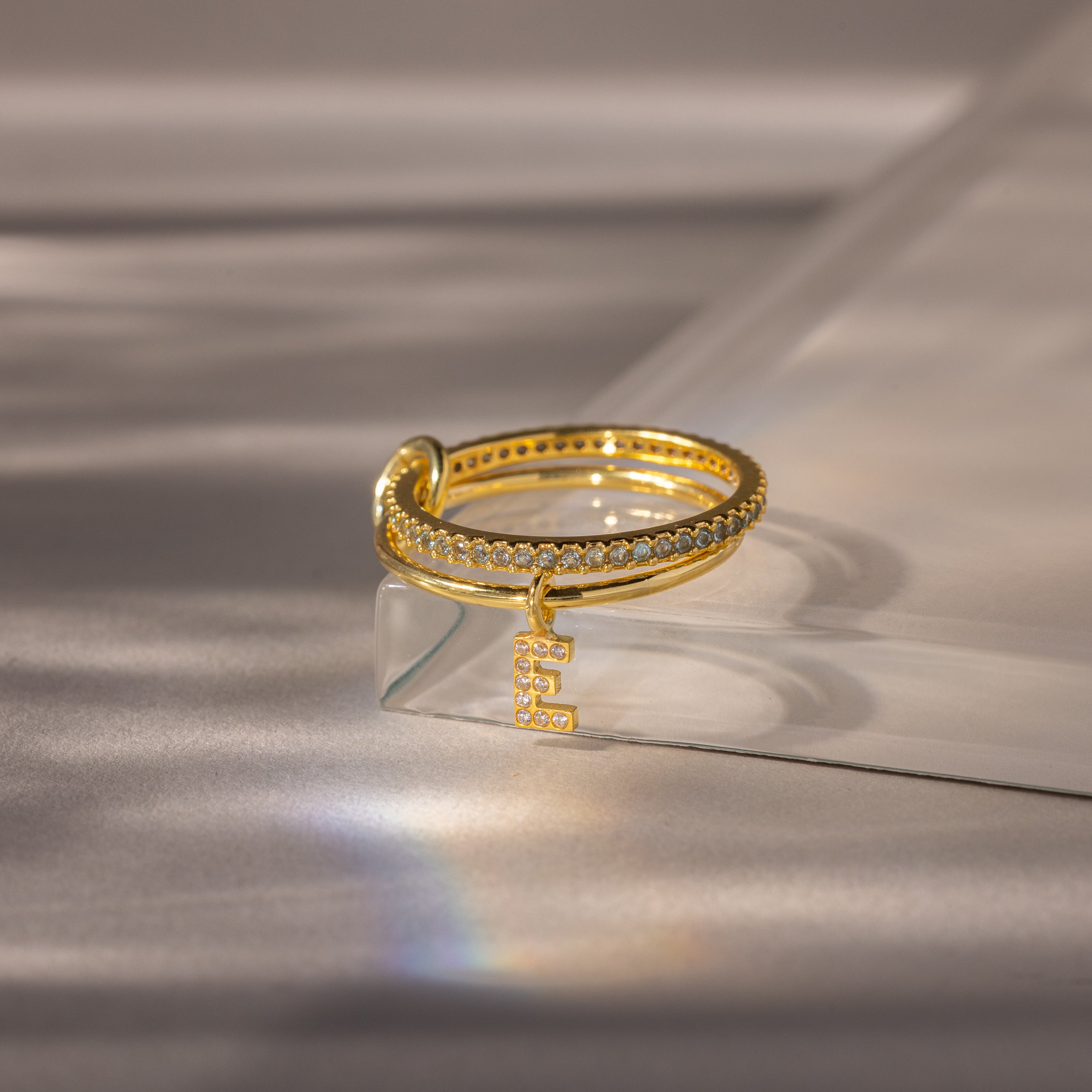 Linked Initial Birthstone Ring Set - Image 3