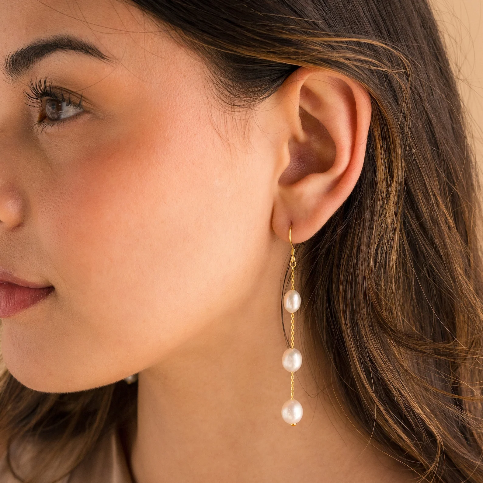 Long Pearl Dangle Earrings - Image 2