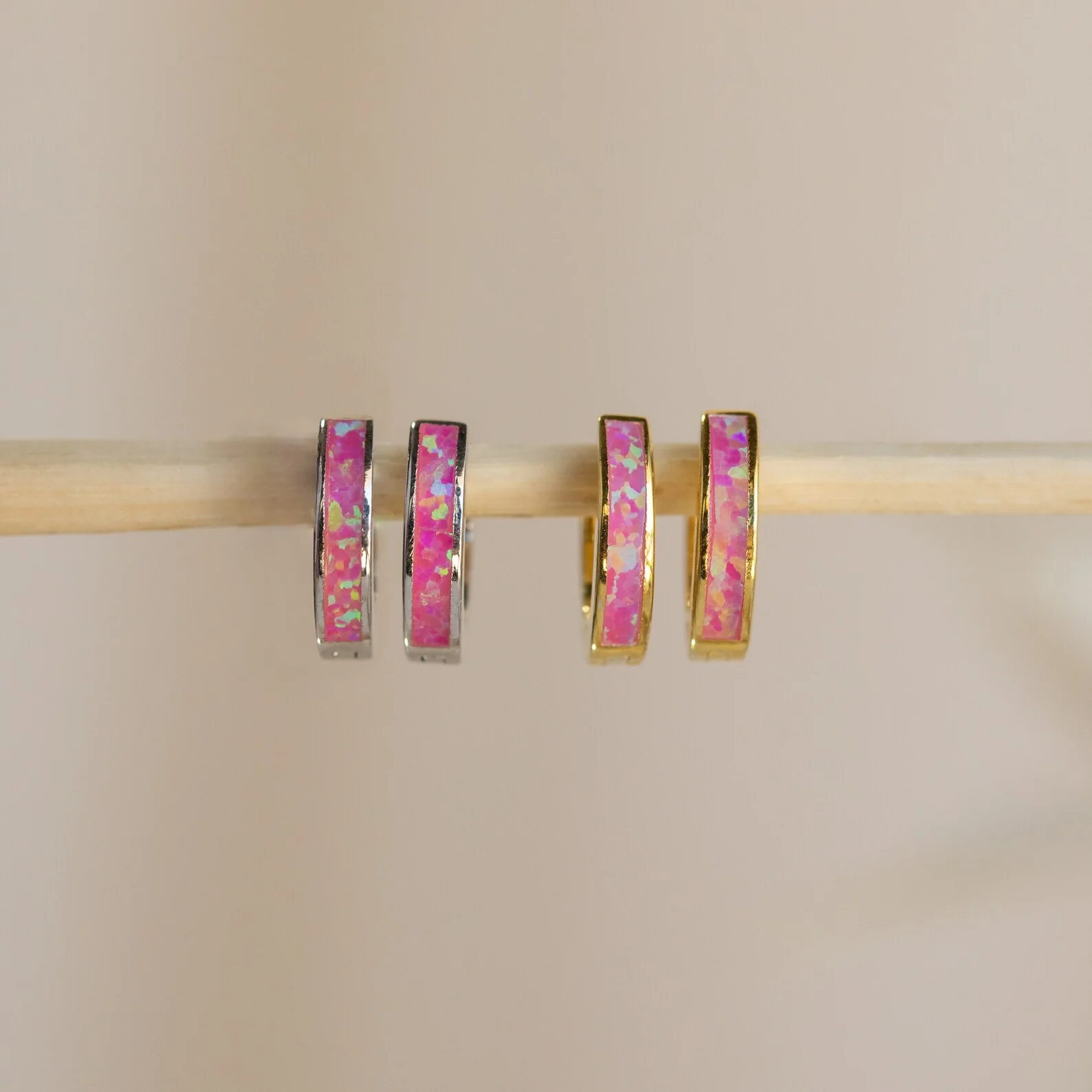 Magenta Opal Inlay Huggies - Image 4