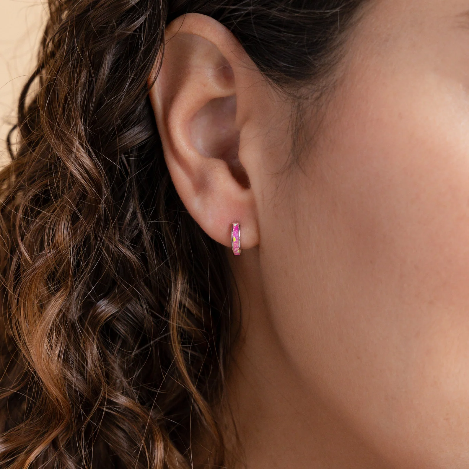 Magenta Opal Inlay Huggies - Image 5