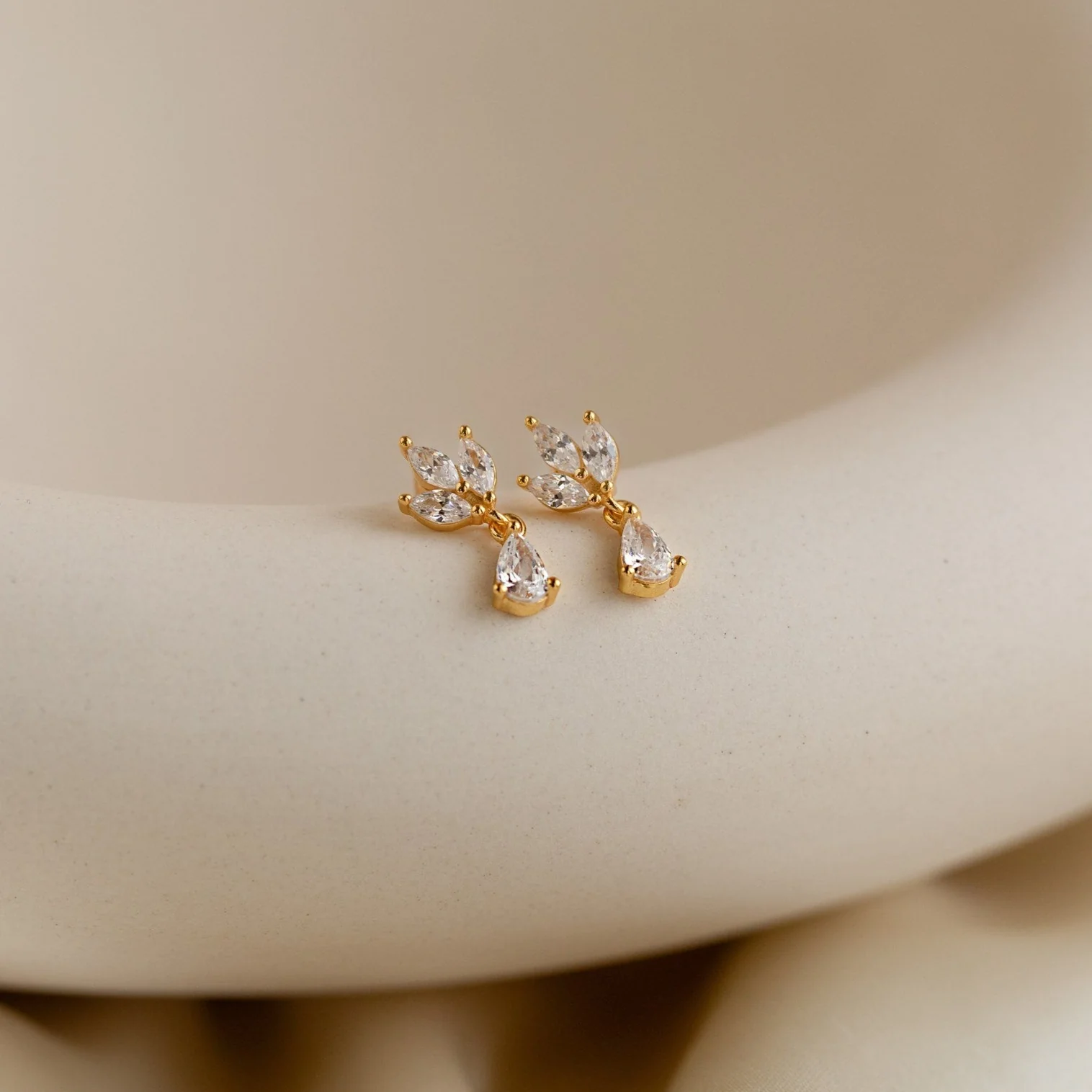 Marquise Diamond Drop Studs - Image 2
