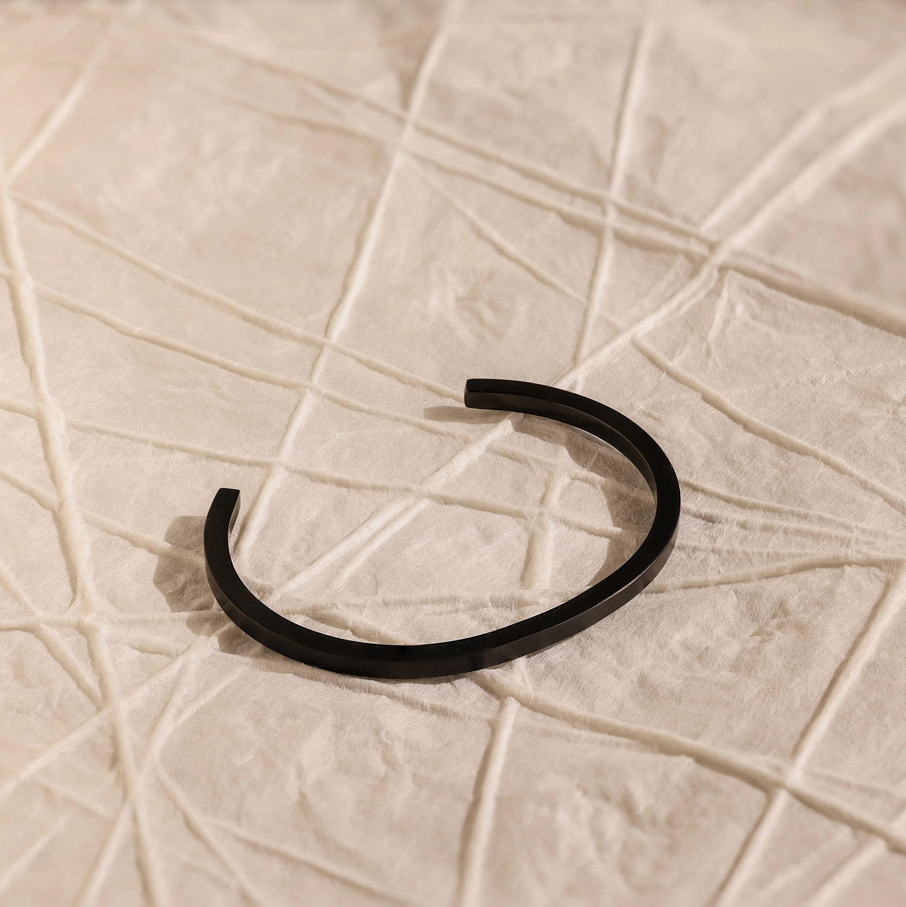 Men's Black Cuff Bracelet - Image 2