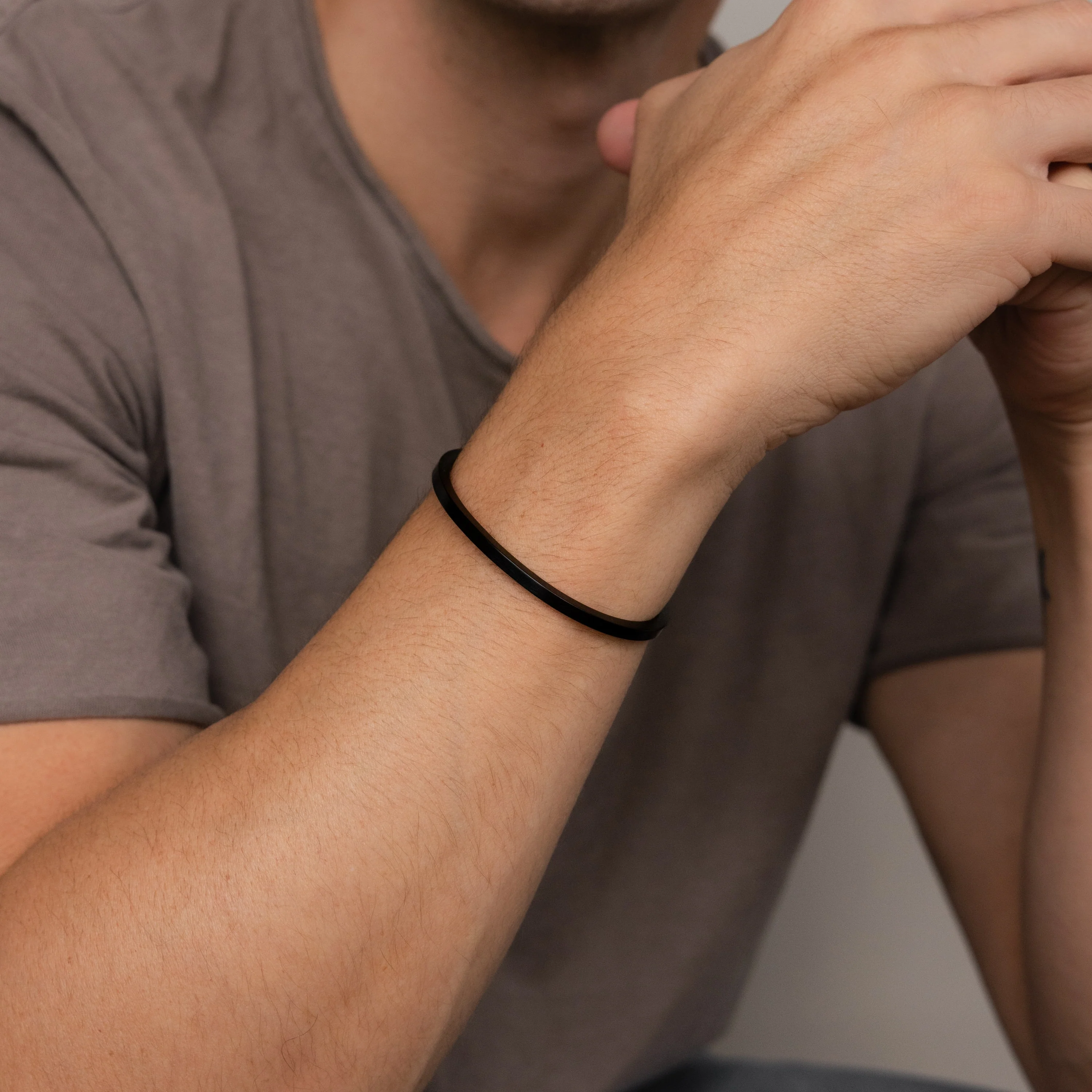 Men's Black Cuff Bracelet - Image 4