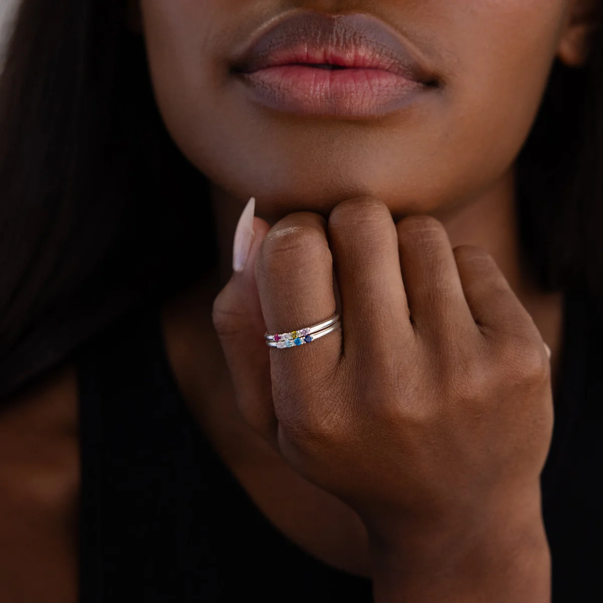Mini Birthstone Ring in Silver - Image 2