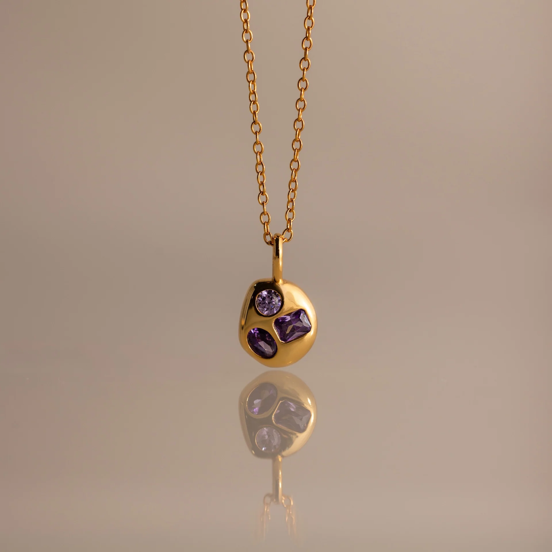 Mixed Amethyst Capsule Necklace
