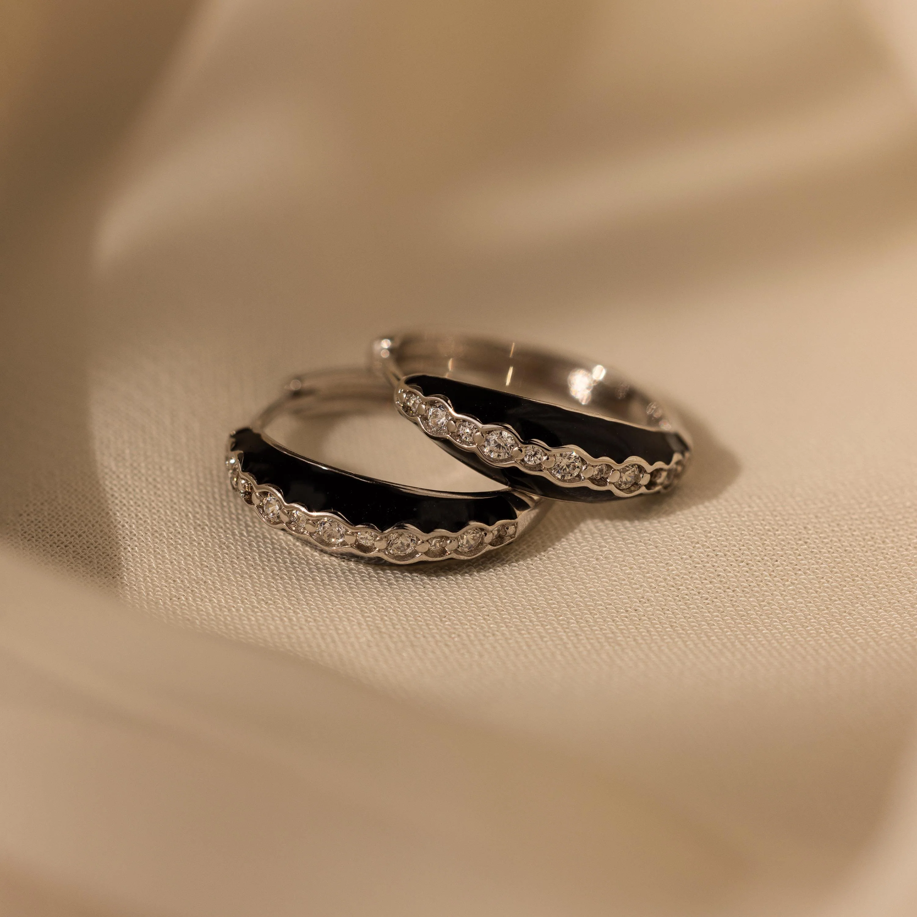 Noir Pave Dome Hoops - Image 5