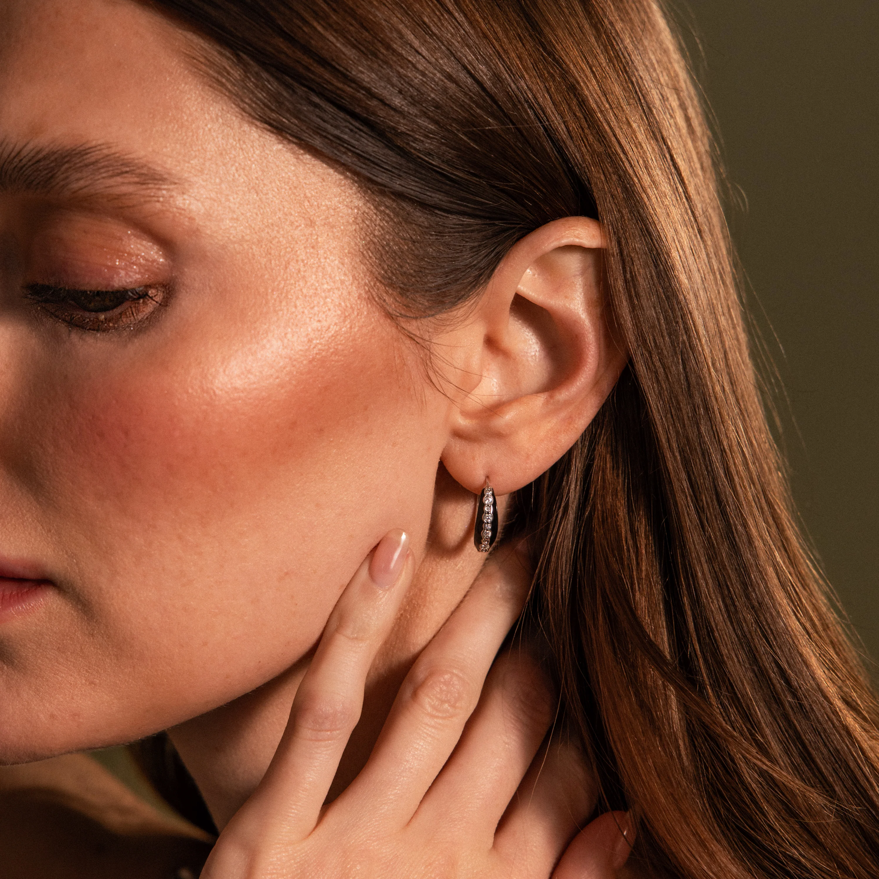 Noir Pave Dome Hoops - Image 6