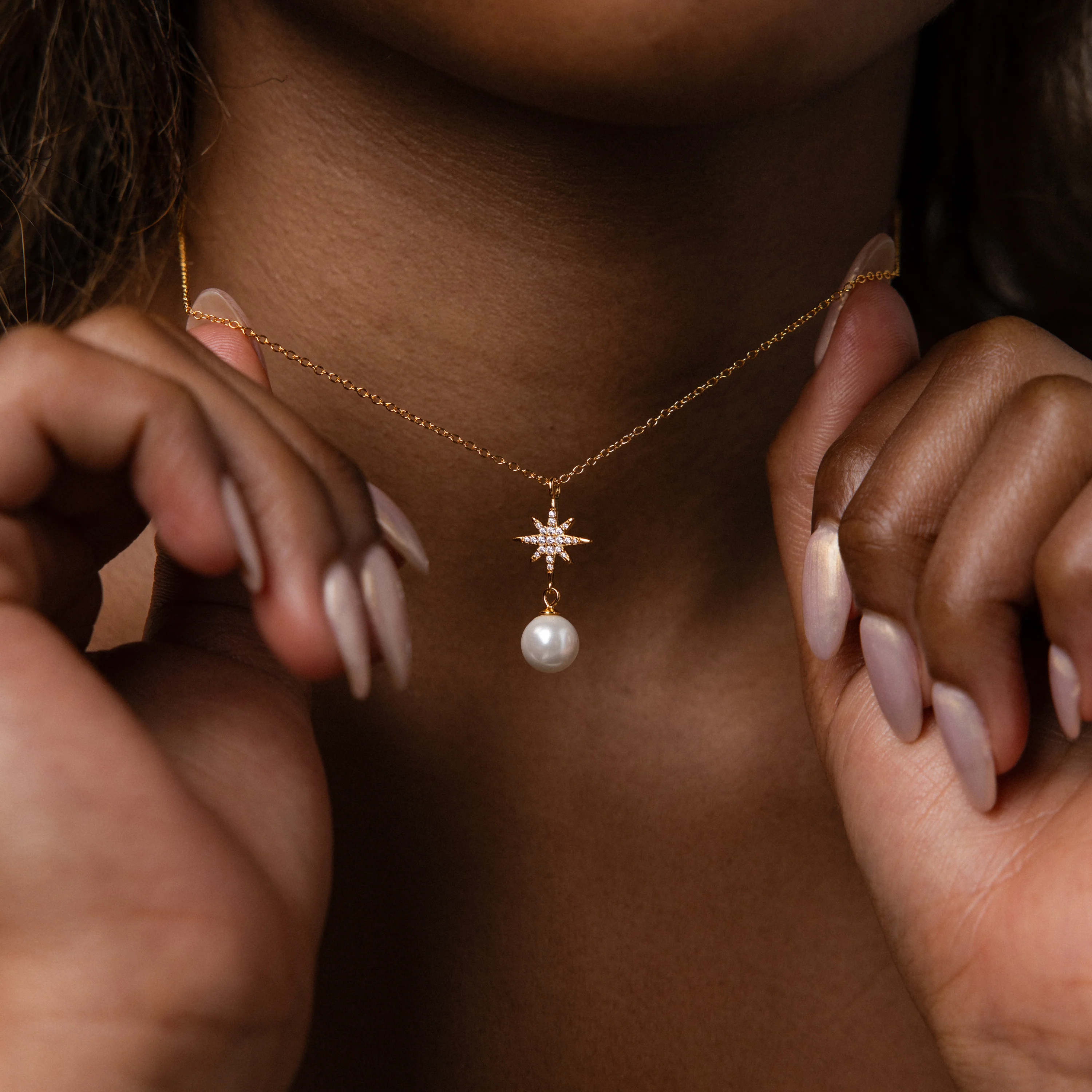 North Star Pearl Necklace in 18K Gold - Image 4