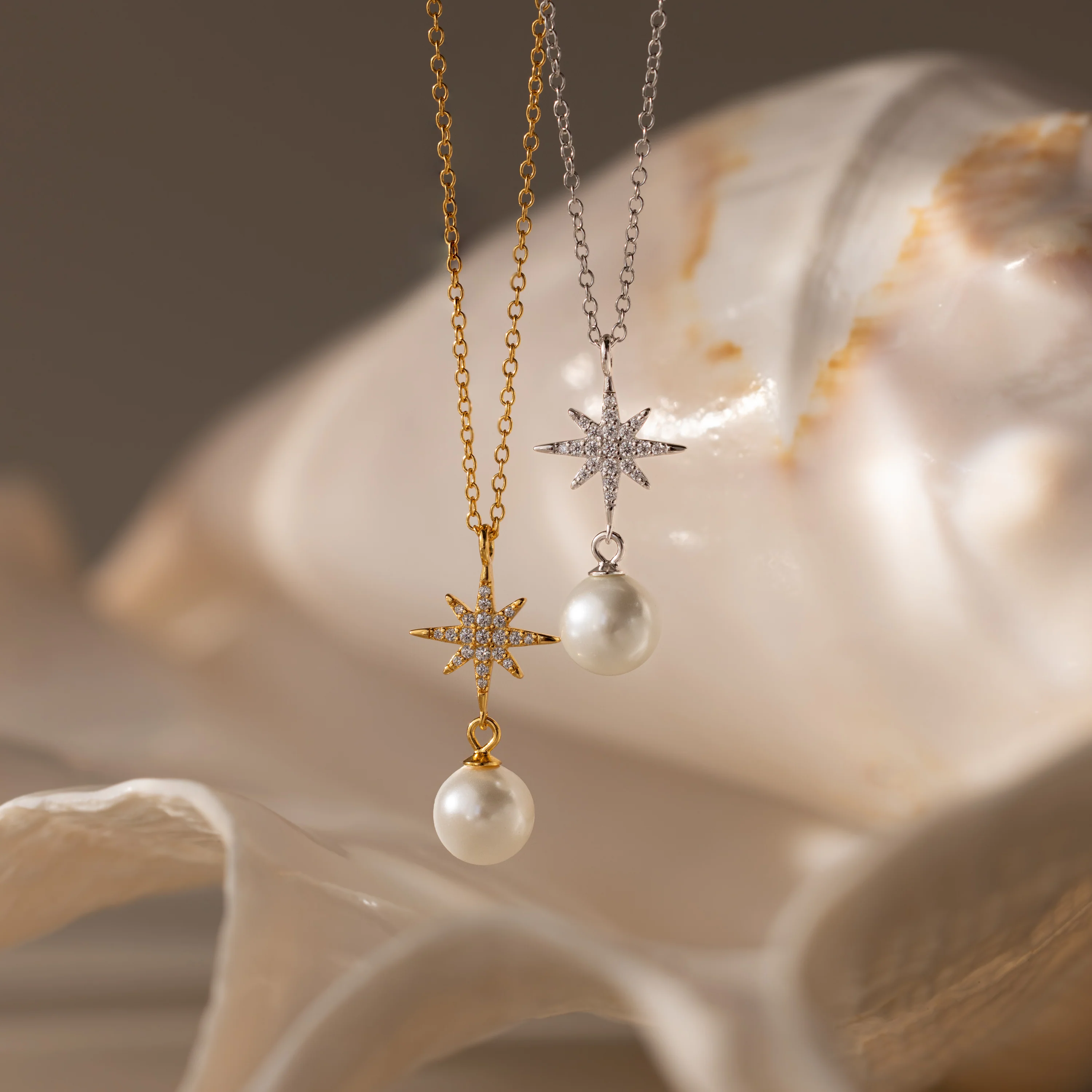 North Star Pearl Necklace in Silver - Image 7