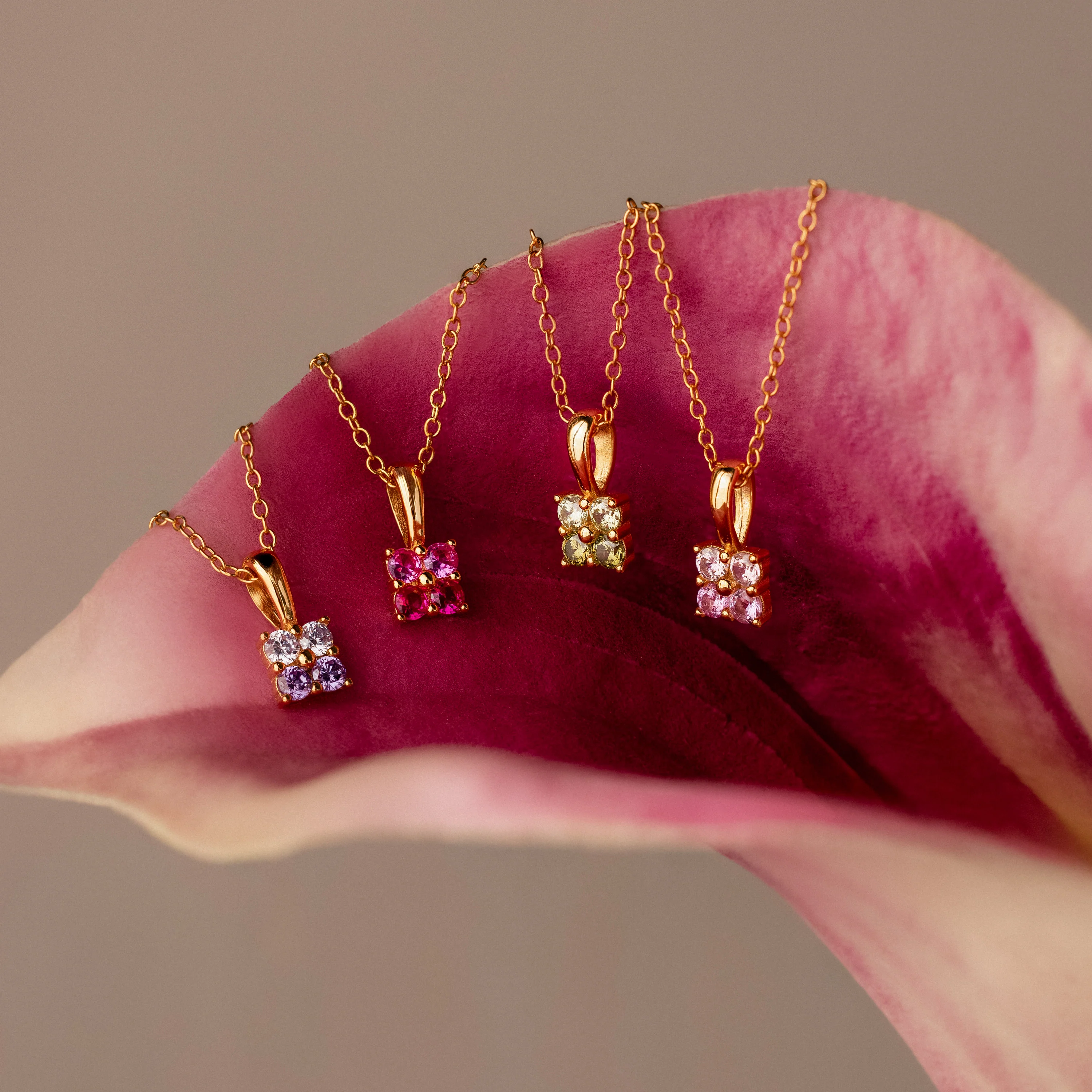 Ombre Birthstone Flower Necklace - Image 8