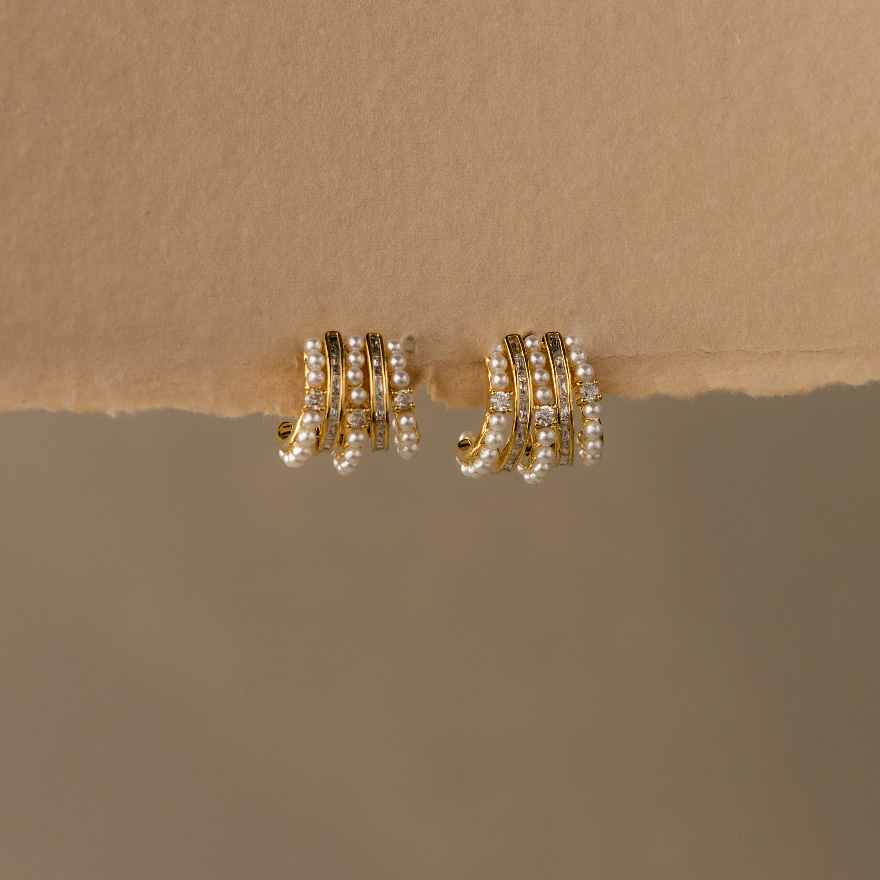 Opulent Pearl Diamond Row Studs