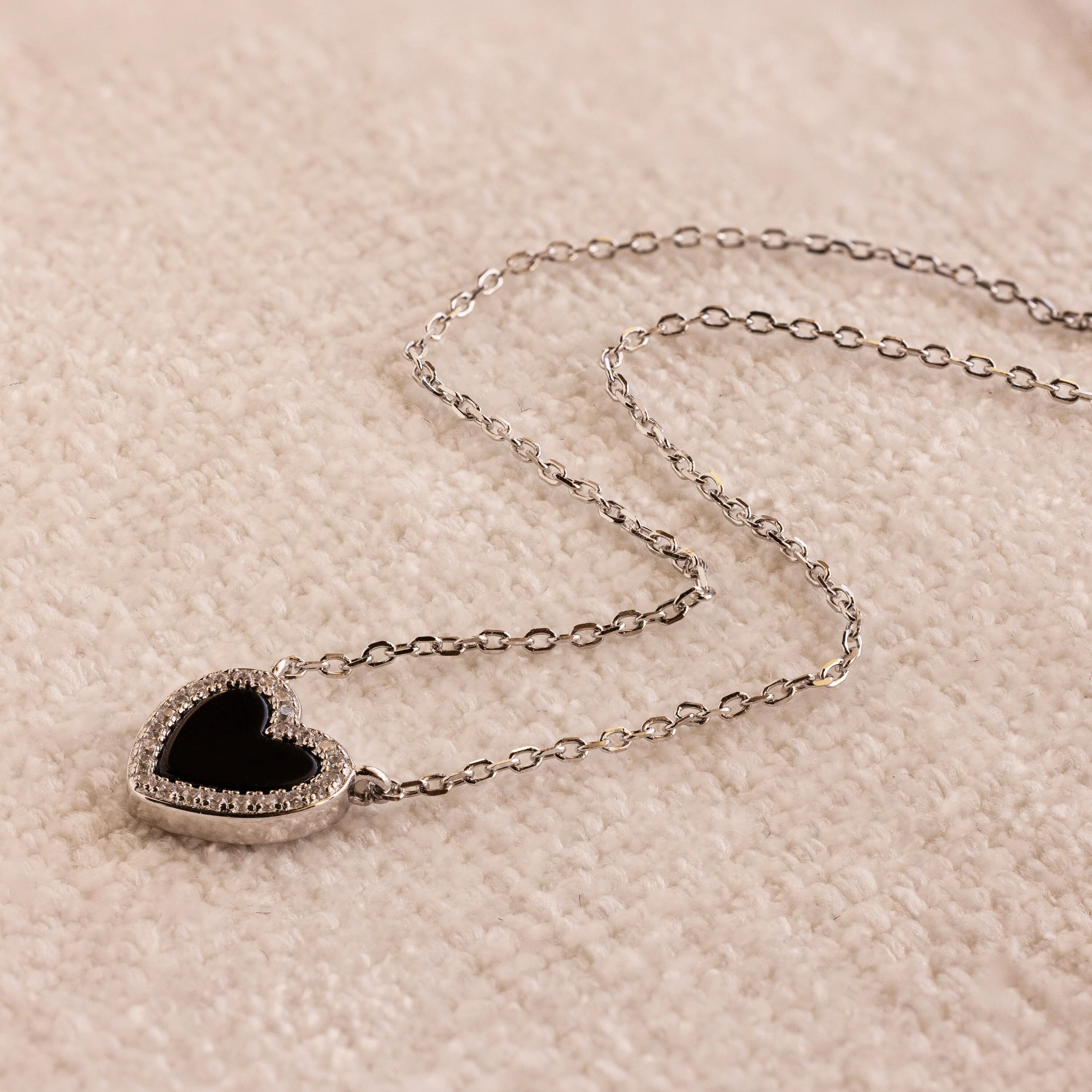 Pave Onyx Heart Necklace - Image 4
