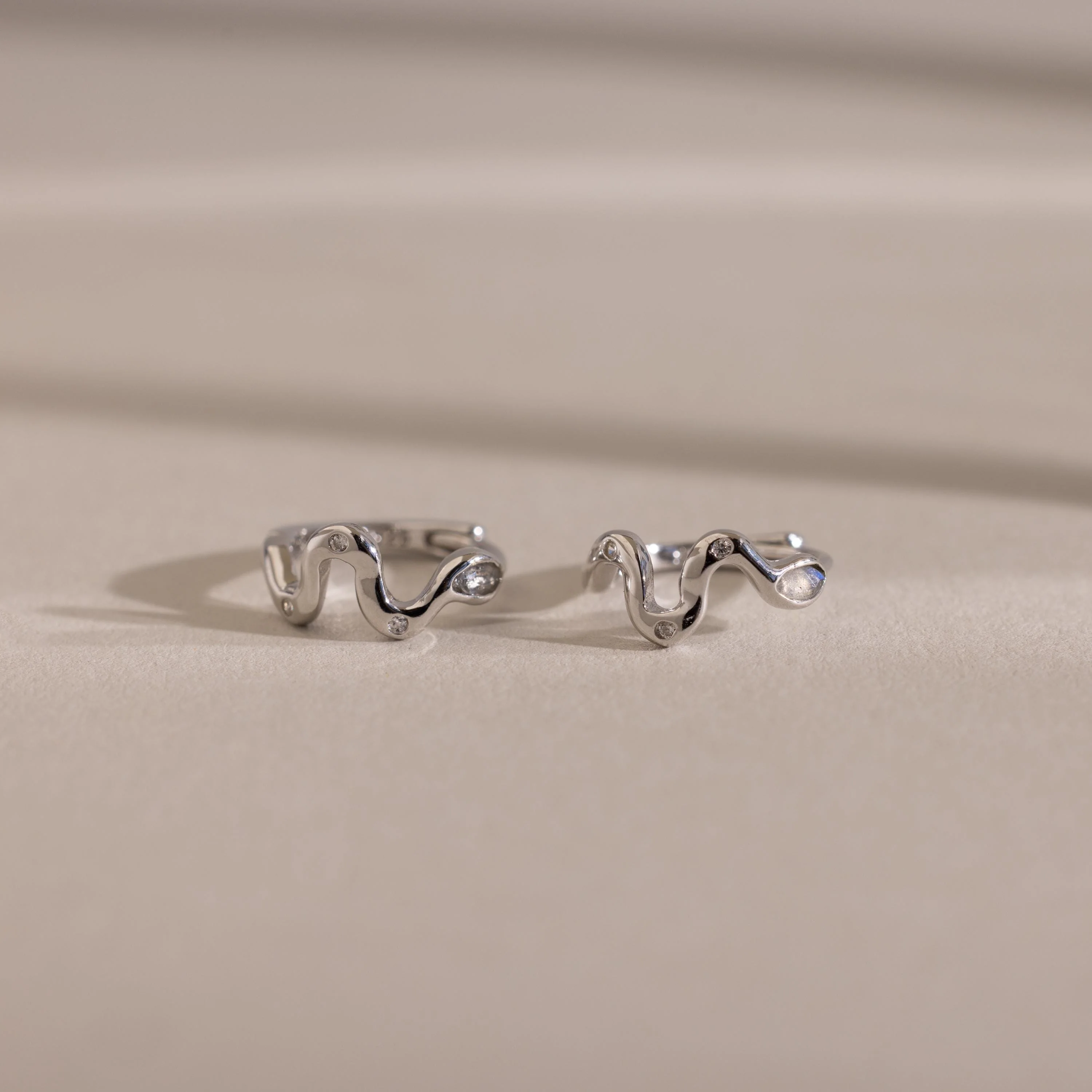 Pave Viper Huggies in Silver