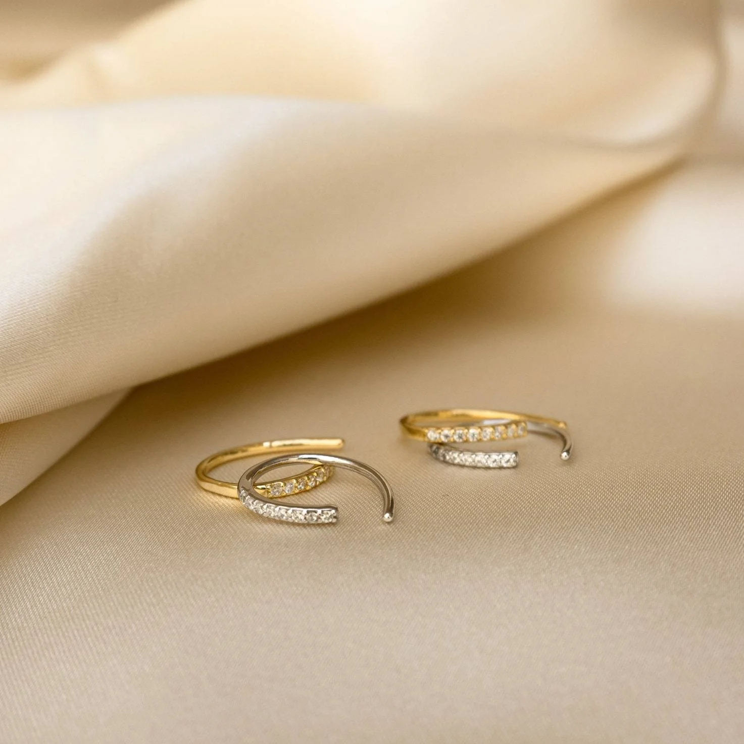 Pave Wire Diamond Hoops - Image 2