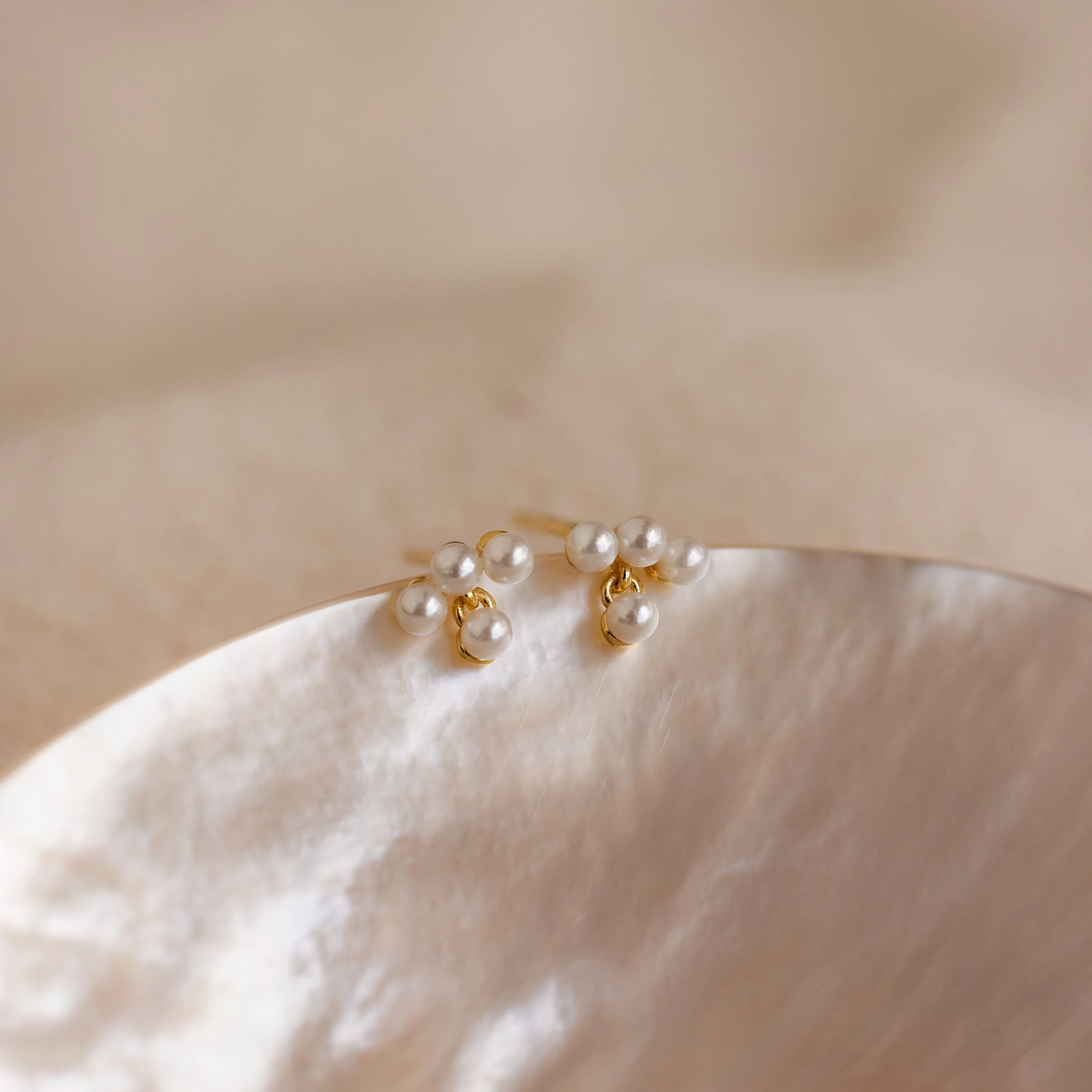 Pearl Cluster Drop Studs - Image 2